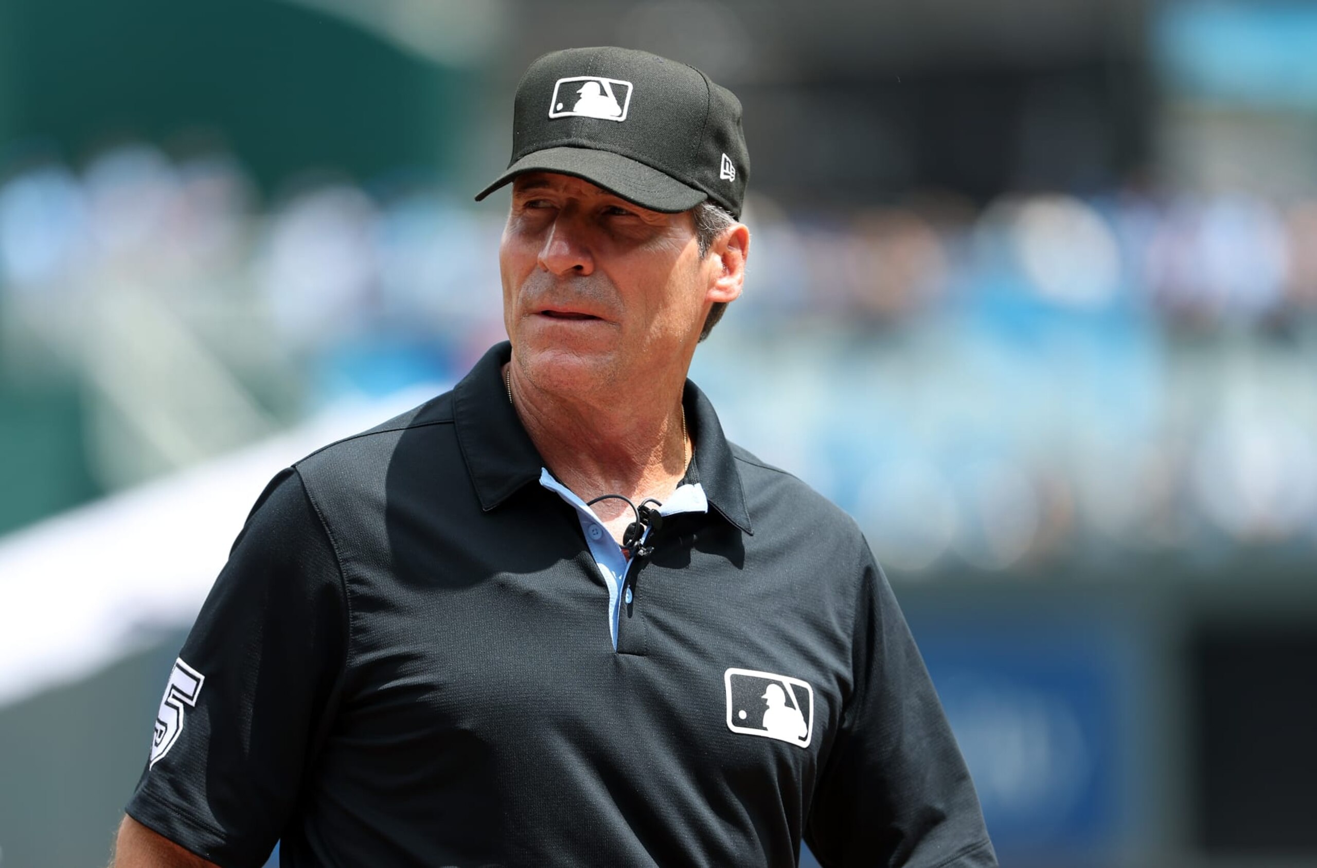 KANSAS CITY, MISSOURI - MAY 08: Umpire Angel Hernandez #5 looks on prior to the game between the Milwaukee Brewers and the Kansas City Royals at Kauffman Stadium on May 08, 2024 in Kansas City, Missouri. (Photo by Jamie Squire/Getty Images) KANSAS CITY, MISSOURI - MAY 08: Umpire Angel Hernandez #5 looks on prior to the game between the Milwaukee Brewers and the Kansas City Royals at Kauffman Stadium on May 08, 2024 in Kansas City, Missouri. (Photo by Jamie Squire/Getty Images)