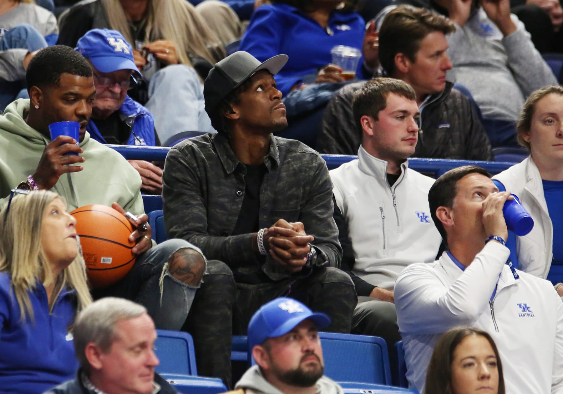 LEXINGTON, KY - NOVEMBER 24: Former Kentucky Wildcats star and NBA champion Rajon Rondo attends a game between the Marshall Thundering Herd and the Kentucky Wildcats on November 24, 2023, at Rupp Arena in Lexington, KY. (Photo by Jeff Moreland/Icon Sportswire via Getty Images)