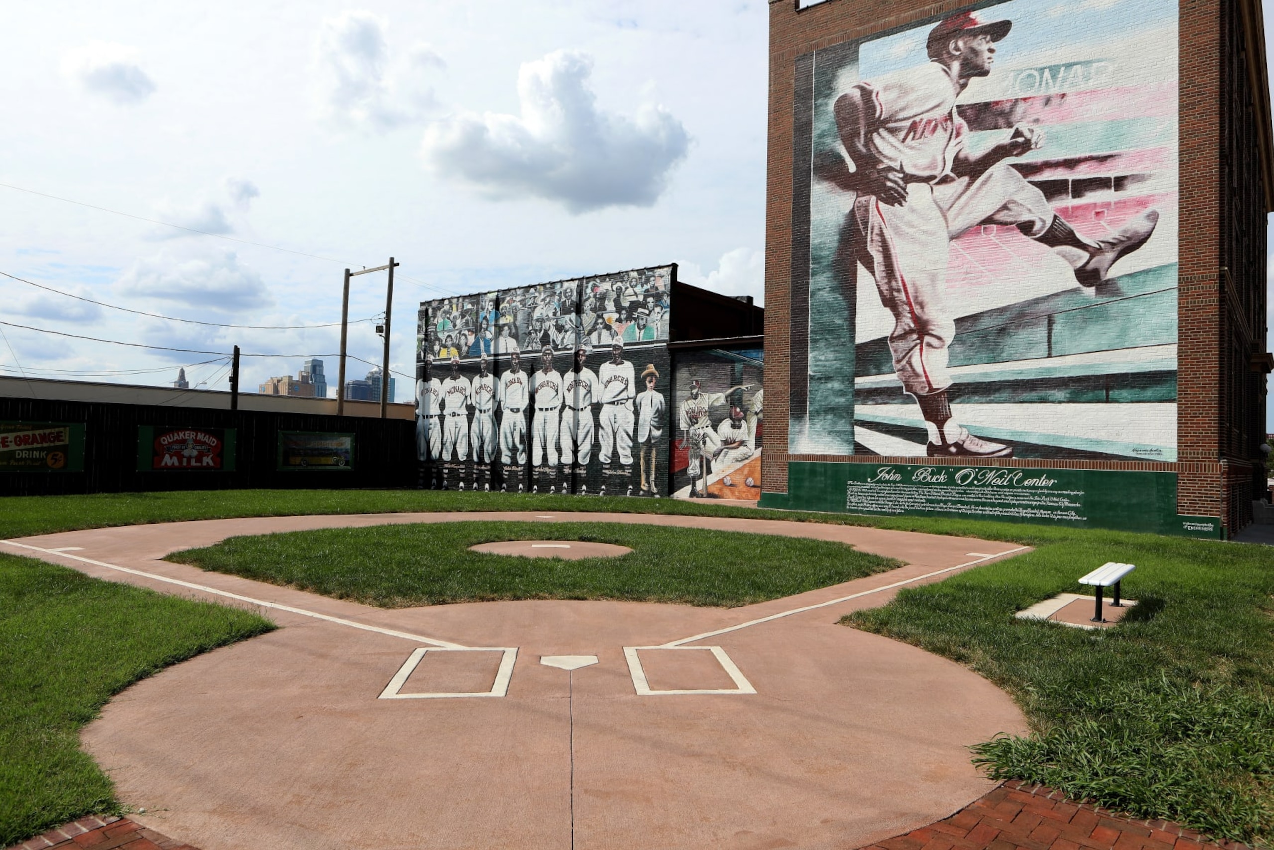 KANSAS CITY - AUGUST 12:  Alexander Austin's mural of Negro League baseball players 'The Kansas City Monarchs' in Kansas City, Missouri on August 12, 2017.  MANDATORY MENTION OF THE ARTIST UPON PUBLICATION - RESTRICTED TO EDITORIAL USE.  (Photo By Raymond Boyd/Getty Images)
  