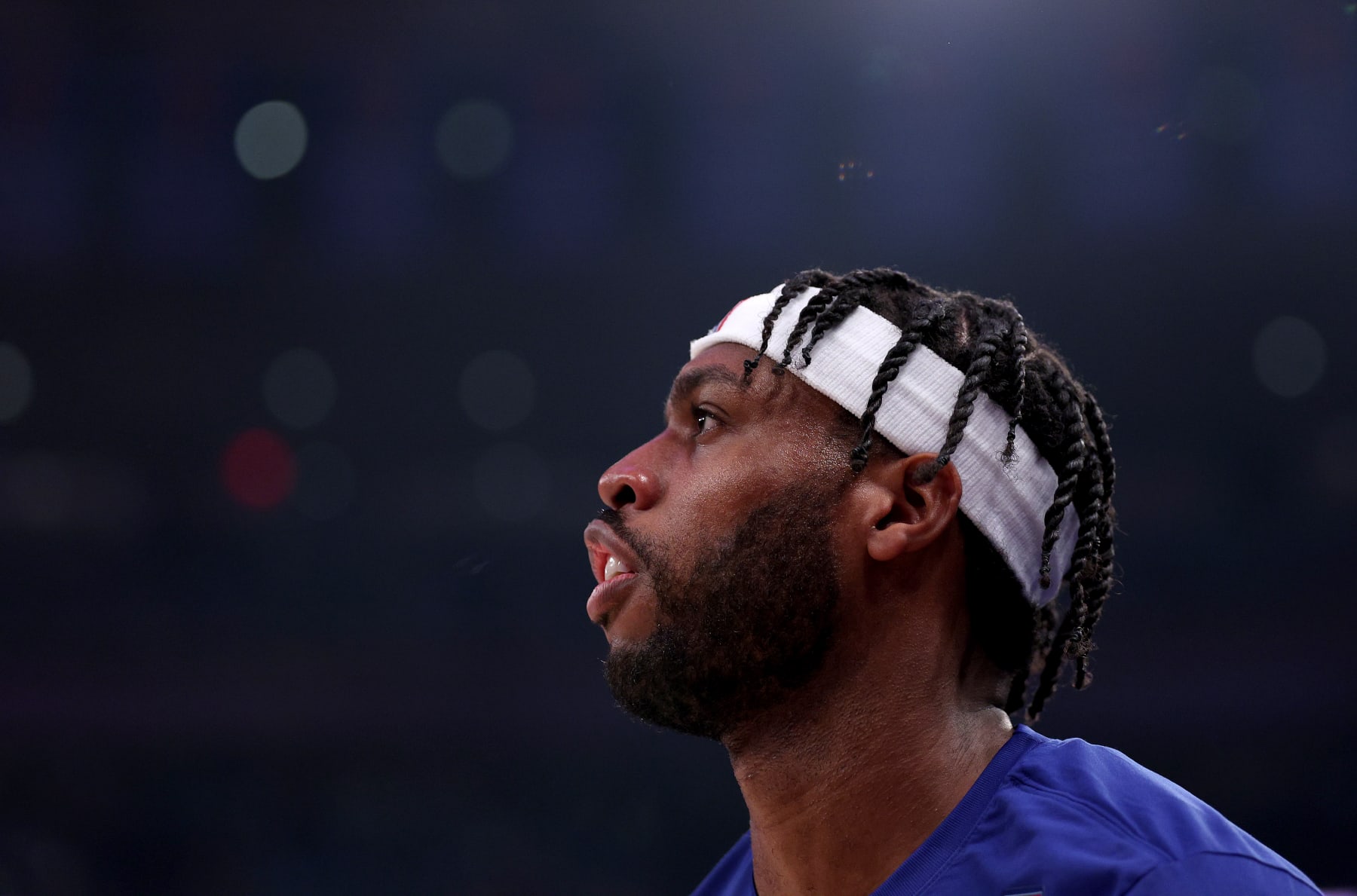 NEW YORK, NEW YORK - APRIL 20: Buddy Hield #17 of the Philadelphia 76ers warms up before game one of the Eastern Conference First Round Playoffs against the New York Knicks at Madison Square Garden on April 20, 2024 in New York City. NOTE TO USER: User expressly acknowledges and agrees that, by downloading and or using this photograph, User is consenting to the terms and conditions of the Getty Images License Agreement. (Photo by Elsa/Getty Images)