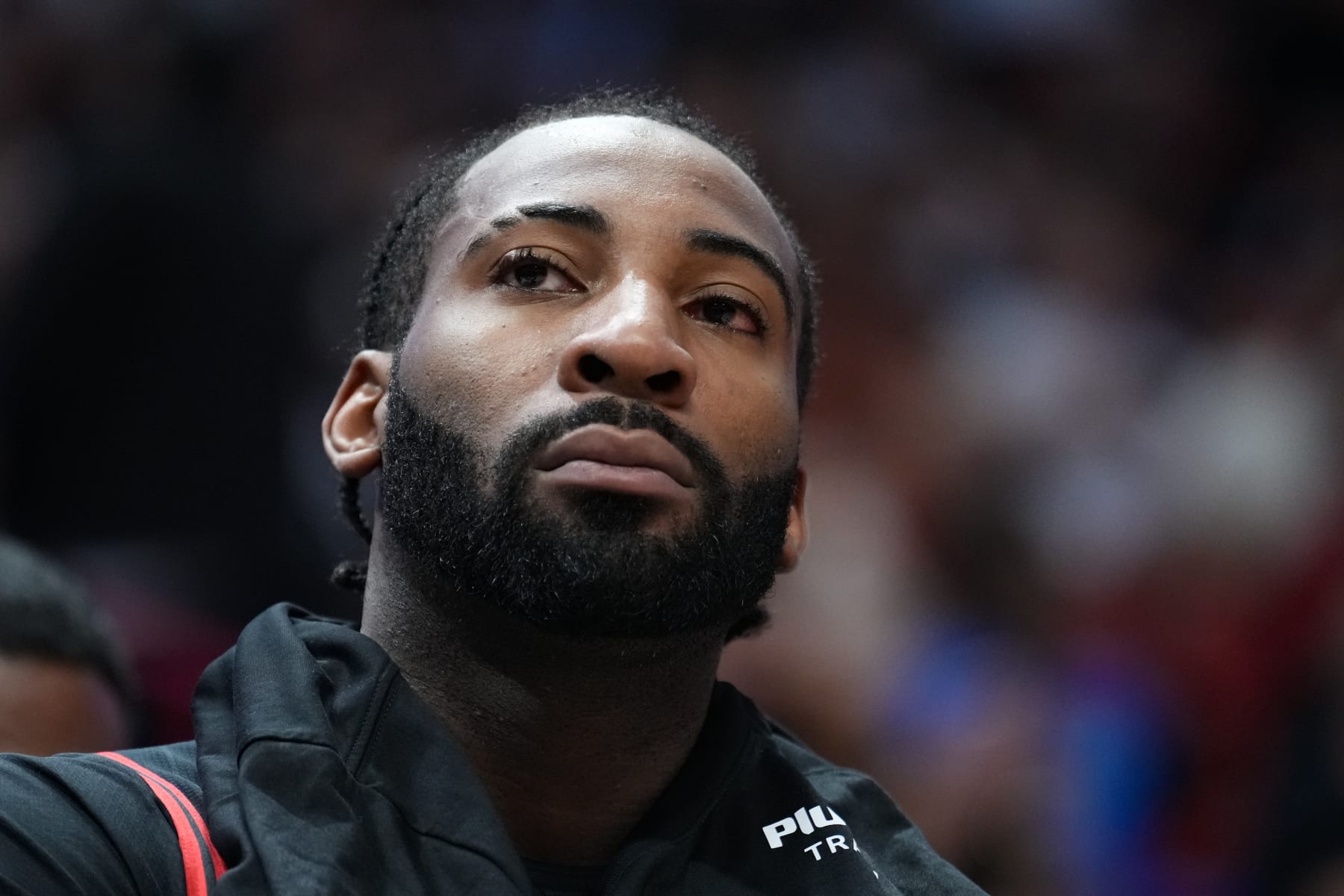 MIAMI, FLORIDA - APRIL 19: Andre Drummond #3 of the Chicago Bulls looks on against the Miami Heat in the fourth quarter during the Play-In Tournament at Kaseya Center on April 19, 2024 in Miami, Florida. NOTE TO USER: User expressly acknowledges and agrees that, by downloading and or using this photograph, User is consenting to the terms and conditions of the Getty Images License Agreement. (Photo by Rich Storry/Getty Images)
