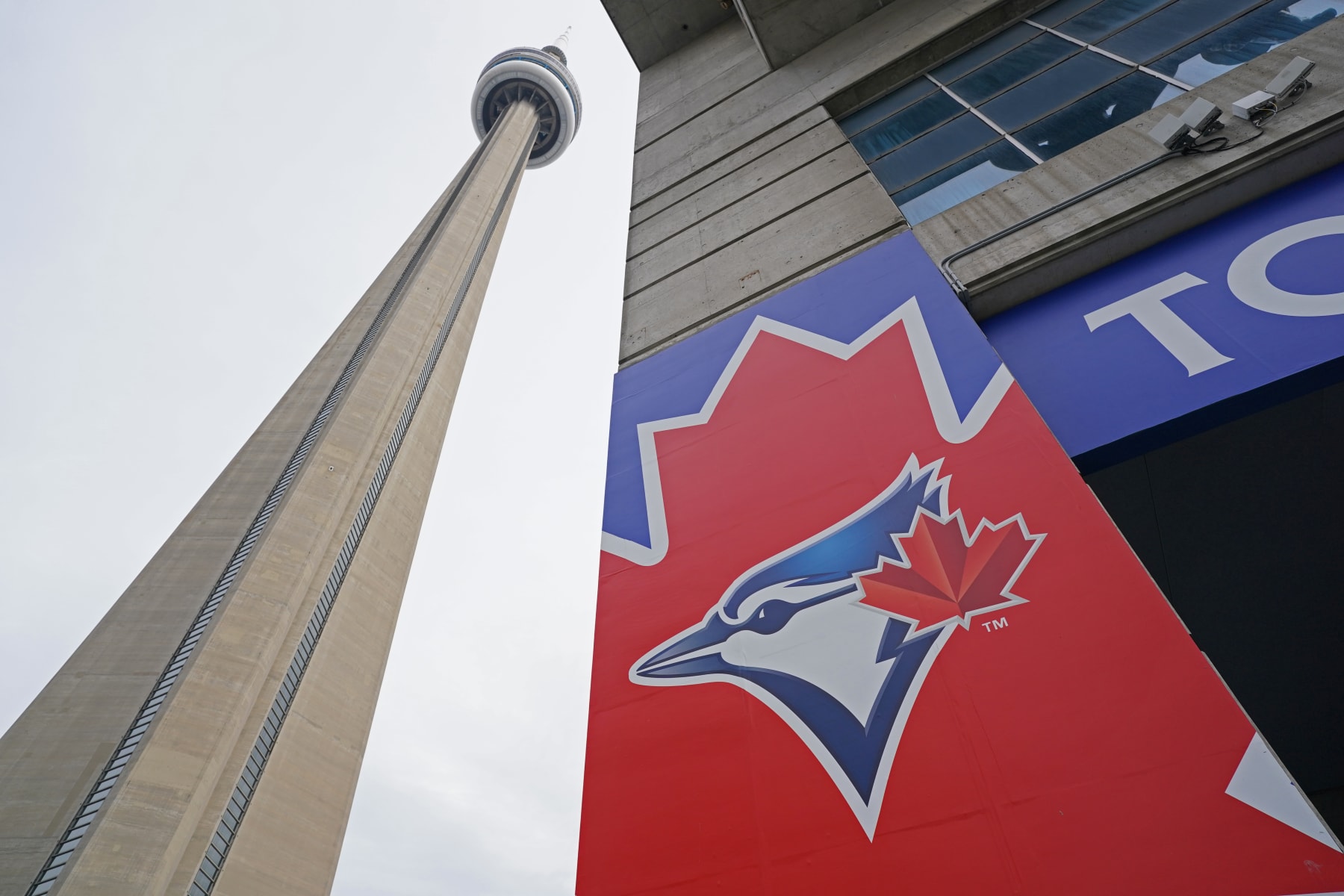 TORONTO, ON - APRIL 11: A general shot of the CN Tower outside of the stadium prior to the game between the Detroit Tigers and the Toronto Blue Jays at Rogers Centre on Tuesday, April 11, 2023 in Toronto, Canada. (Photo by Thomas Skrlj/MLB Photos via Getty Images)