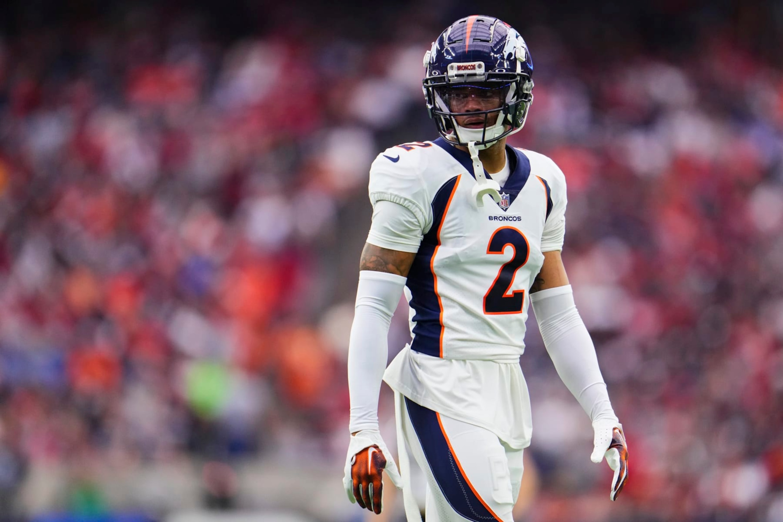 HOUSTON, TX - DECEMBER 03: Pat Surtain II #2 of the Denver Broncos looks towards the sideline against the Houston Texans during the first half at NRG Stadium on December 3, 2023 in Houston, Texas. (Photo by Cooper Neill/Getty Images) HOUSTON, TX - DECEMBER 03: Pat Surtain II #2 of the Denver Broncos looks towards the sideline against the Houston Texans during the first half at NRG Stadium on December 3, 2023 in Houston, Texas. (Photo by Cooper Neill/Getty Images)
