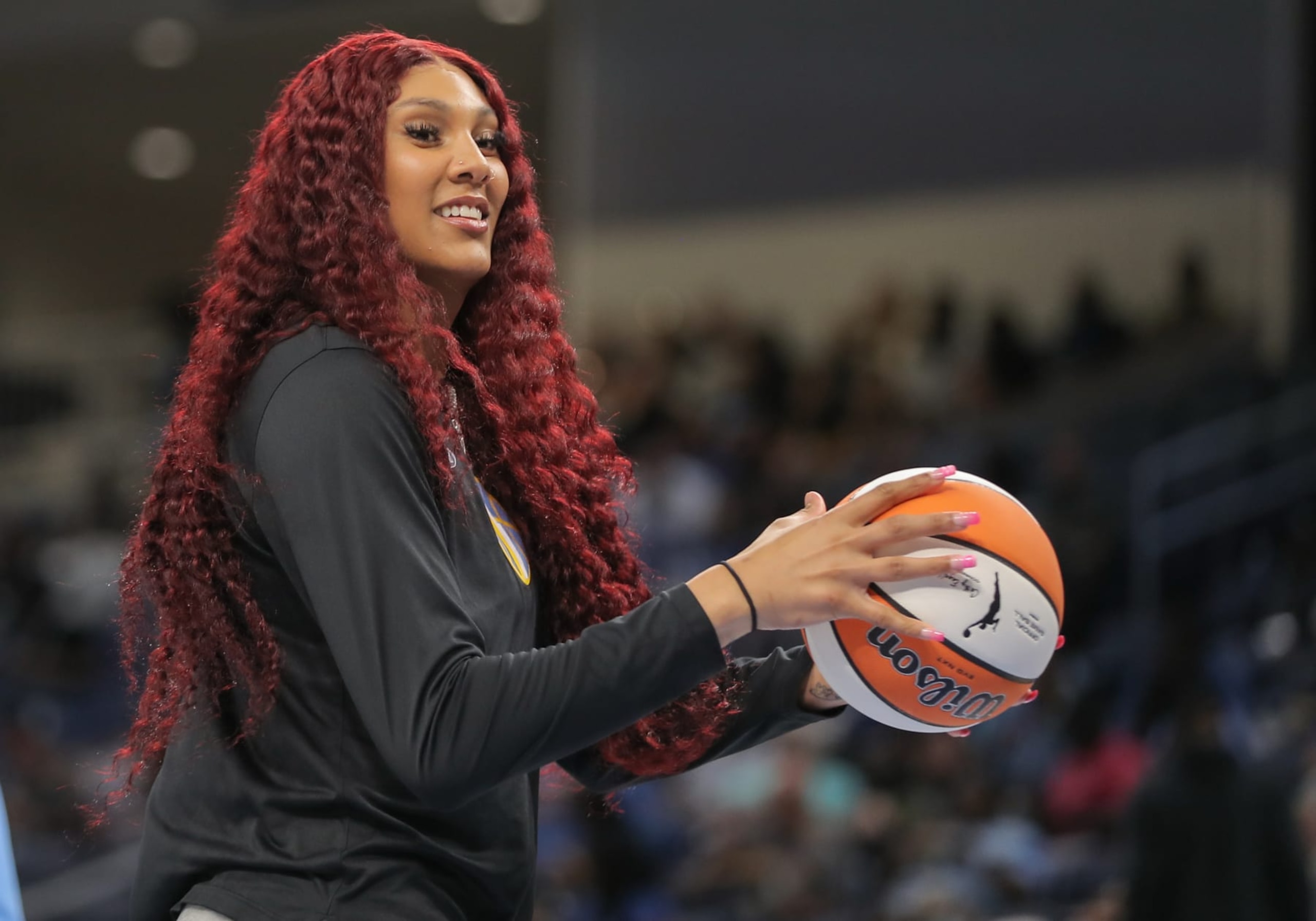 CHICAGO, IL - MAY 25: Kamilla Cardoso #10 of the Chicago Sky looks on prior to the start of a WNBA game against the Connecticut Sun on May 25, 2024 at Wintrust Arena in Chicago, Illinois. (Photo by Melissa Tamez/Icon Sportswire via Getty Images)