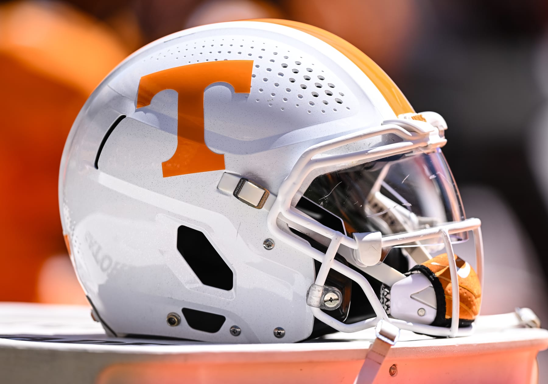 KNOXVILLE, TN - APRIL 13: Tennessee Volunteers helmet sits on the sideline during the Tennessee Volunteers Spring Game on April, 13, 2024 at Neyland Stadium in Knoxville, TN.  (Photo by Bryan Lynn/Icon Sportswire via Getty Images)