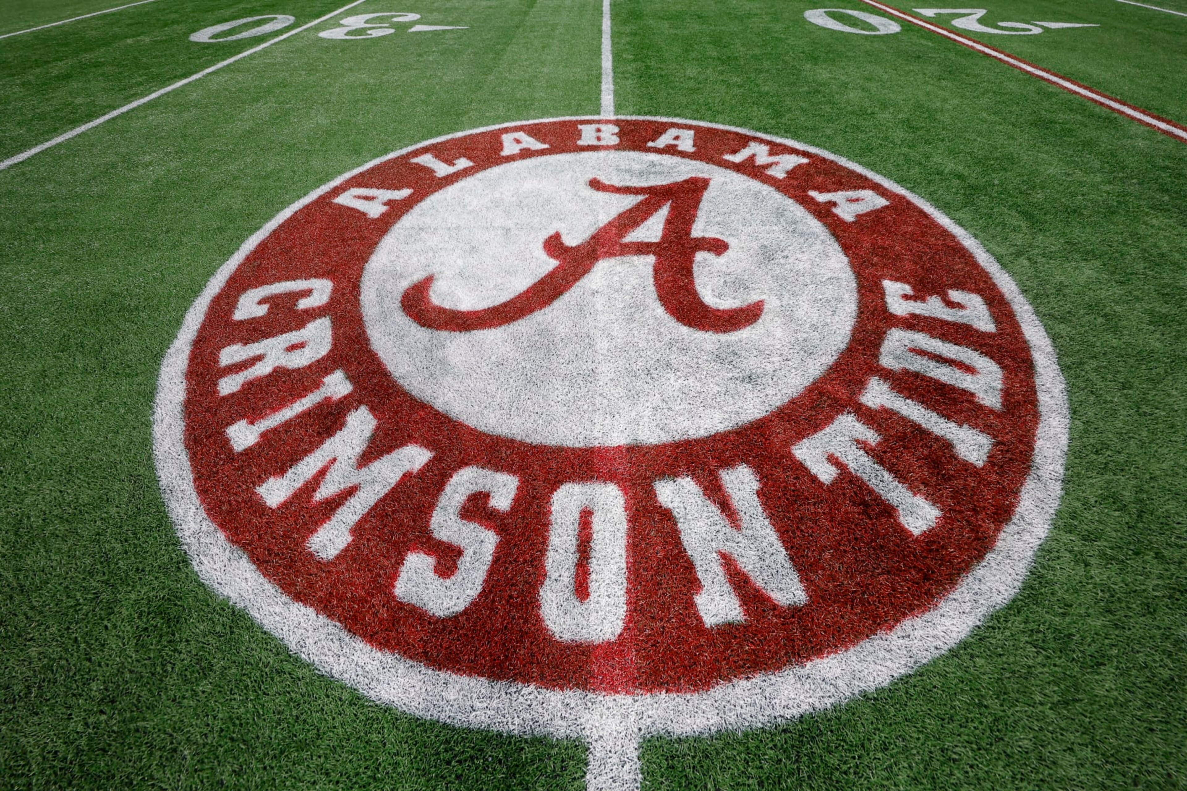 ATLANTA, GEORGIA - DECEMBER 2: A general view of an Alabama logo painted on the field prior to the SEC Championship game between the Alabama Crimson Tide and the Georgia Bulldogs at Mercedes-Benz Stadium on December 2, 2023 in Atlanta, Georgia. (Photo by Todd Kirkland/Getty Images) ATLANTA, GEORGIA - DECEMBER 2: A general view of an Alabama logo painted on the field prior to the SEC Championship game between the Alabama Crimson Tide and the Georgia Bulldogs at Mercedes-Benz Stadium on December 2, 2023 in Atlanta, Georgia. (Photo by Todd Kirkland/Getty Images)