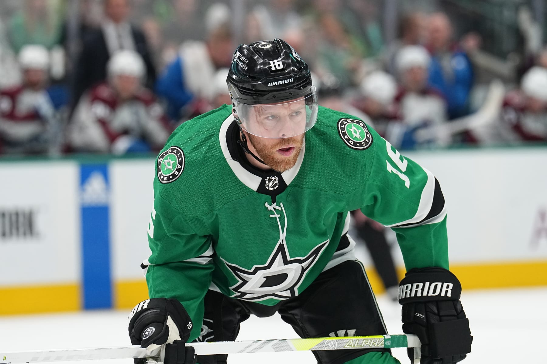 DALLAS, TX - MAY 15: Joe Pavelski #16 of the Dallas Stars skates against the Colorado Avalanche at the American Airlines Center on May 15, 2024 in Dallas, Texas. (Photo by Glenn James/NHLI via Getty Images)