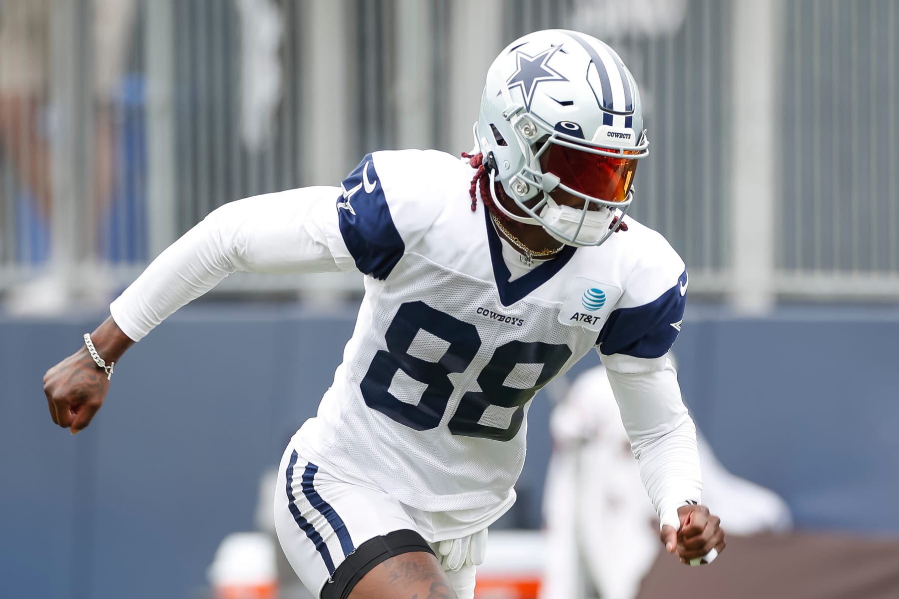 OXNARD, CA - AUGUST 15: Dallas Cowboys wide receiver CeeDee Lamb (88) takes part in a drill during the team's training camp at Marriott Residence Inn at River Ridge on August 15, 2023, in Oxnard, CA. (Photo by Brandon Sloter/Icon Sportswire via Getty Images)