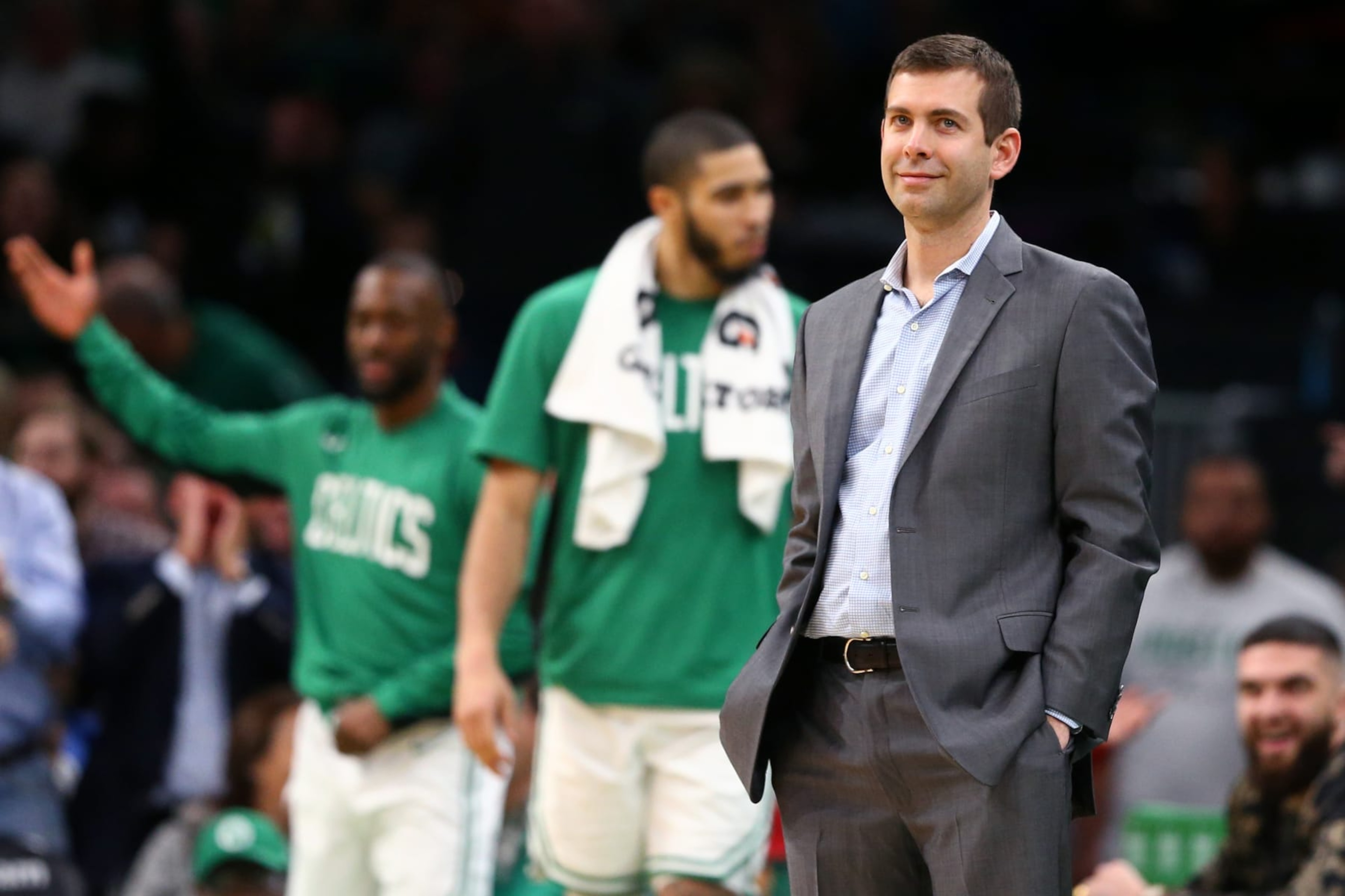 Kemba Walker, Jayson Tatum and Brad Stevens Kemba Walker, Jayson Tatum and Brad Stevens