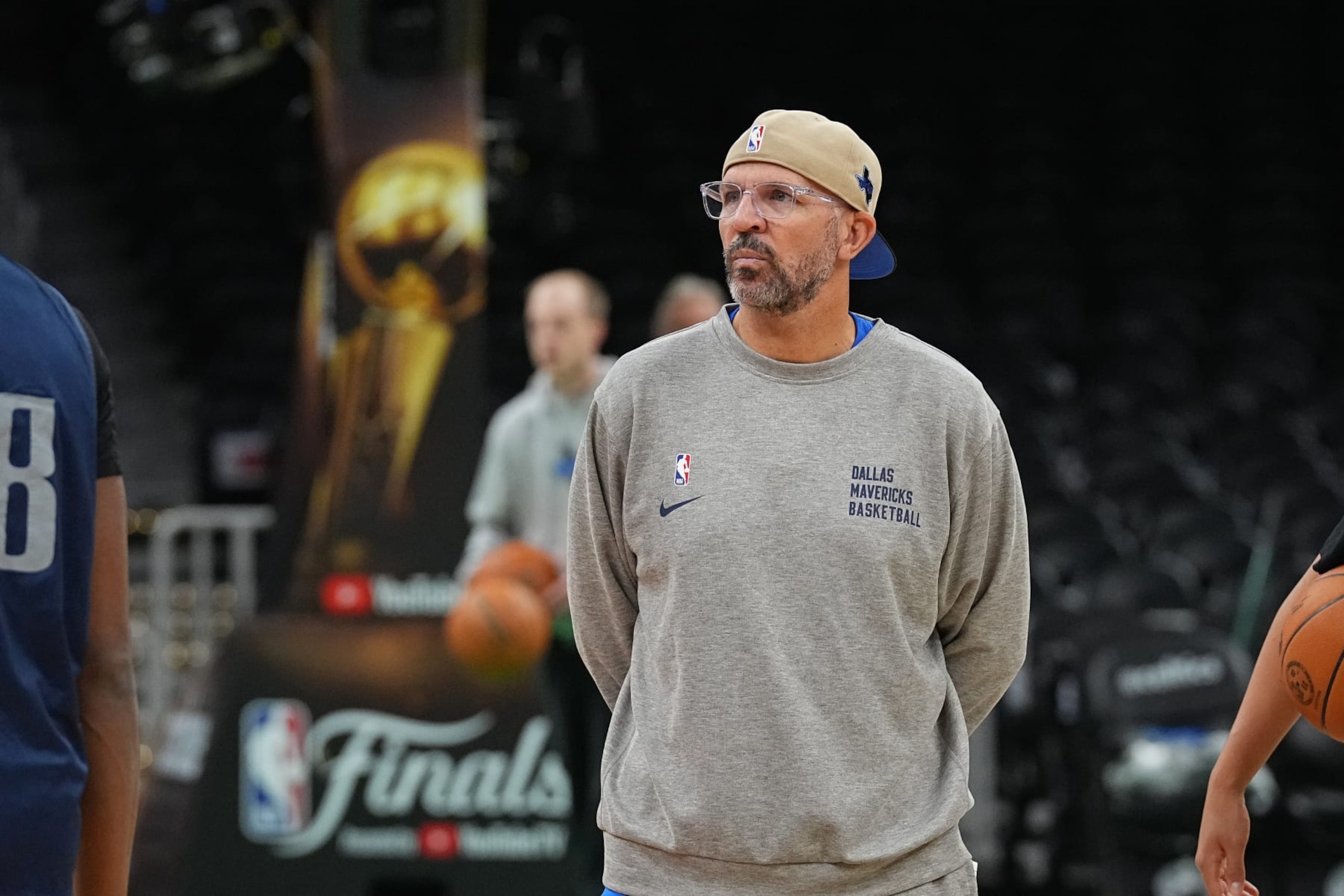 BOSTON, MA - JUNE 5: Head Coach Jason Kidd of the Dallas Mavericks looks on during 2024 NBA Finals Practice and Media Availability on June 5, 2024 at the TD Garden in Boston, Massachusetts. NOTE TO USER: User expressly acknowledges and agrees that, by downloading and or using this photograph, User is consenting to the terms and conditions of the Getty Images License Agreement. Mandatory Copyright Notice: Copyright 2024 NBAE (Photo by Garrett Ellwood/NBAE via Getty Images)