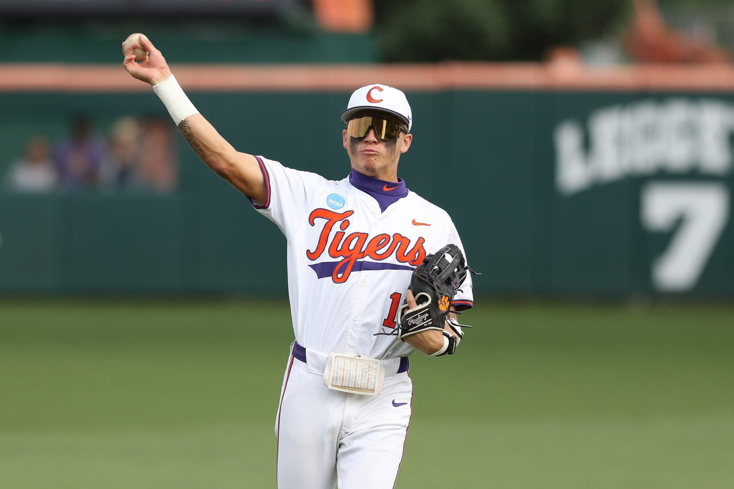 CLEMSON, SC - JUNE 02: Clemson Tigers out field Cam Cannarella (10) during the NCAA Division 1 Regional College Baseball game between the Coastal Carolina Chanticleers and the Clemson Tigers on June 2, 2024, at Doug Kingsmore Stadium in Clemson, S.C.   (Photo by John Byrum/Icon Sportswire via Getty Images)