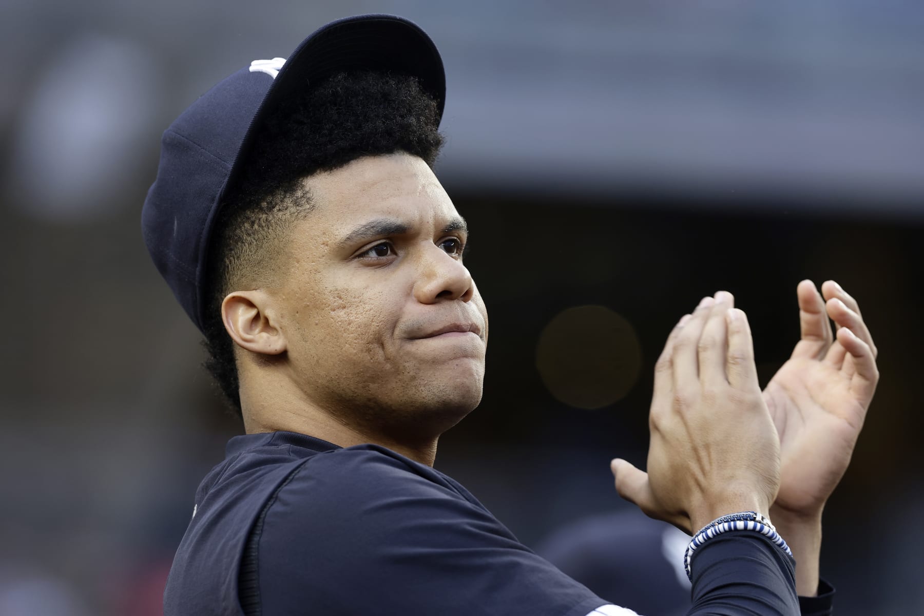 NEW YORK, NEW YORK - JUNE 07:  Juan Soto #22 of the New York Yankees in action against the Los Angeles Dodgers at Yankee Stadium on June 07, 2024 in New York City. The Dodgers defeated the Yankees 2-1 in eleven innings. (Photo by Jim McIsaac/Getty Images)