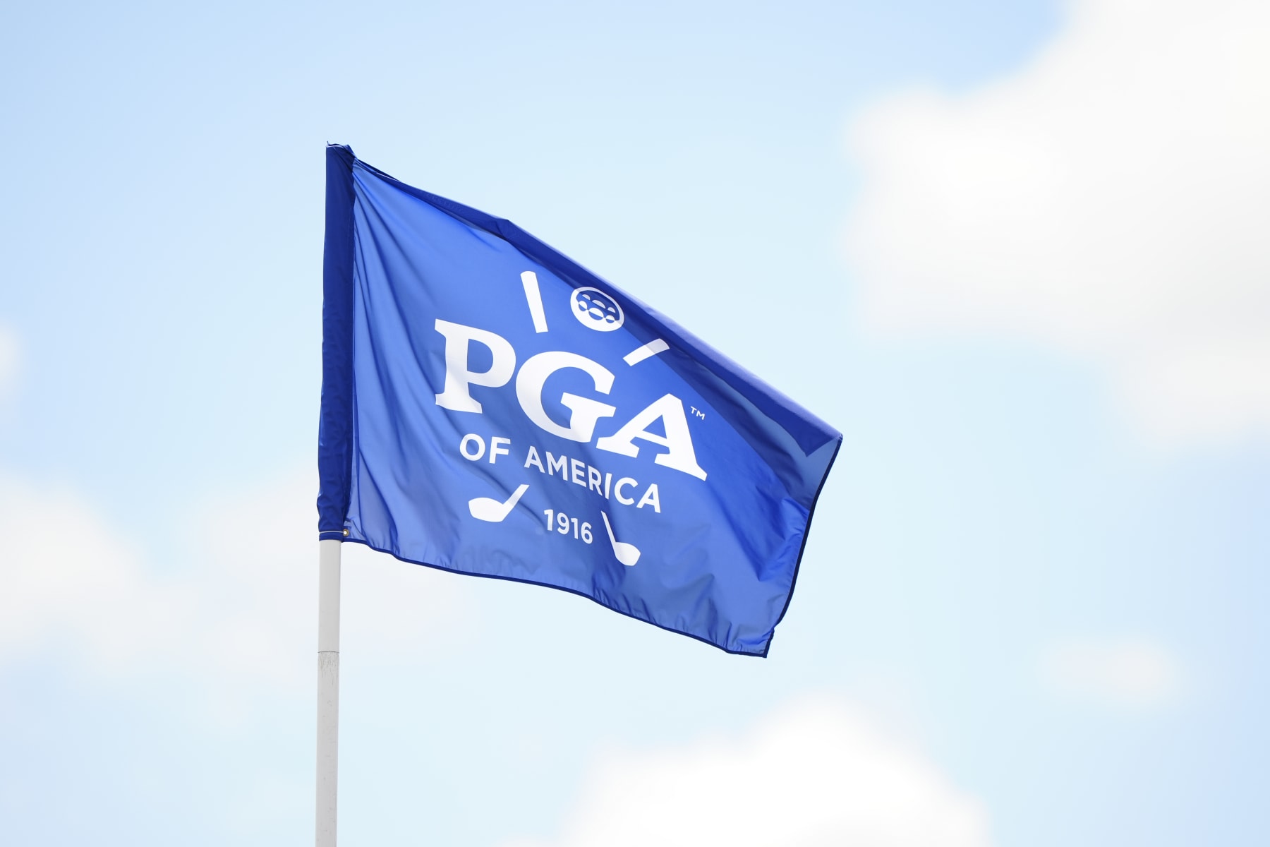 LOUISVILLE, KY - MAY 18: PGA of America flag on the first hole during the third round of the PGA Championship at Valhalla Golf Club on Saturday, May 18, 2024 in Louisville, Kentucky. (Photo by Darren Carroll/PGA of America via Getty Images)
