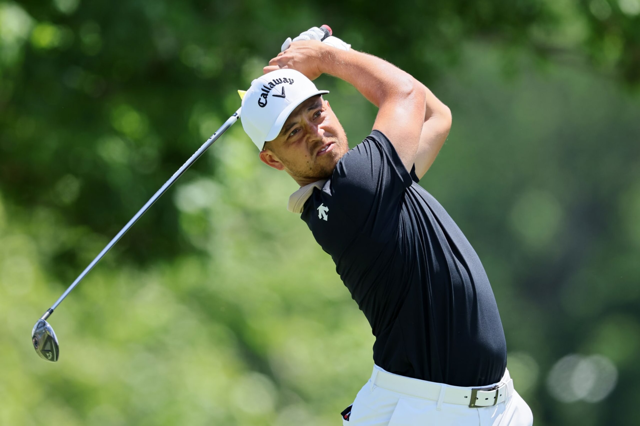 DUBLIN, OHIO - JUNE 09: Xander Schauffele of the United States plays his shot from the fifth tee during the final round of the Memorial Tournament presented by Workday at Muirfield Village Golf Club on June 09, 2024 in Dublin, Ohio. (Photo by Andy Lyons/Getty Images)