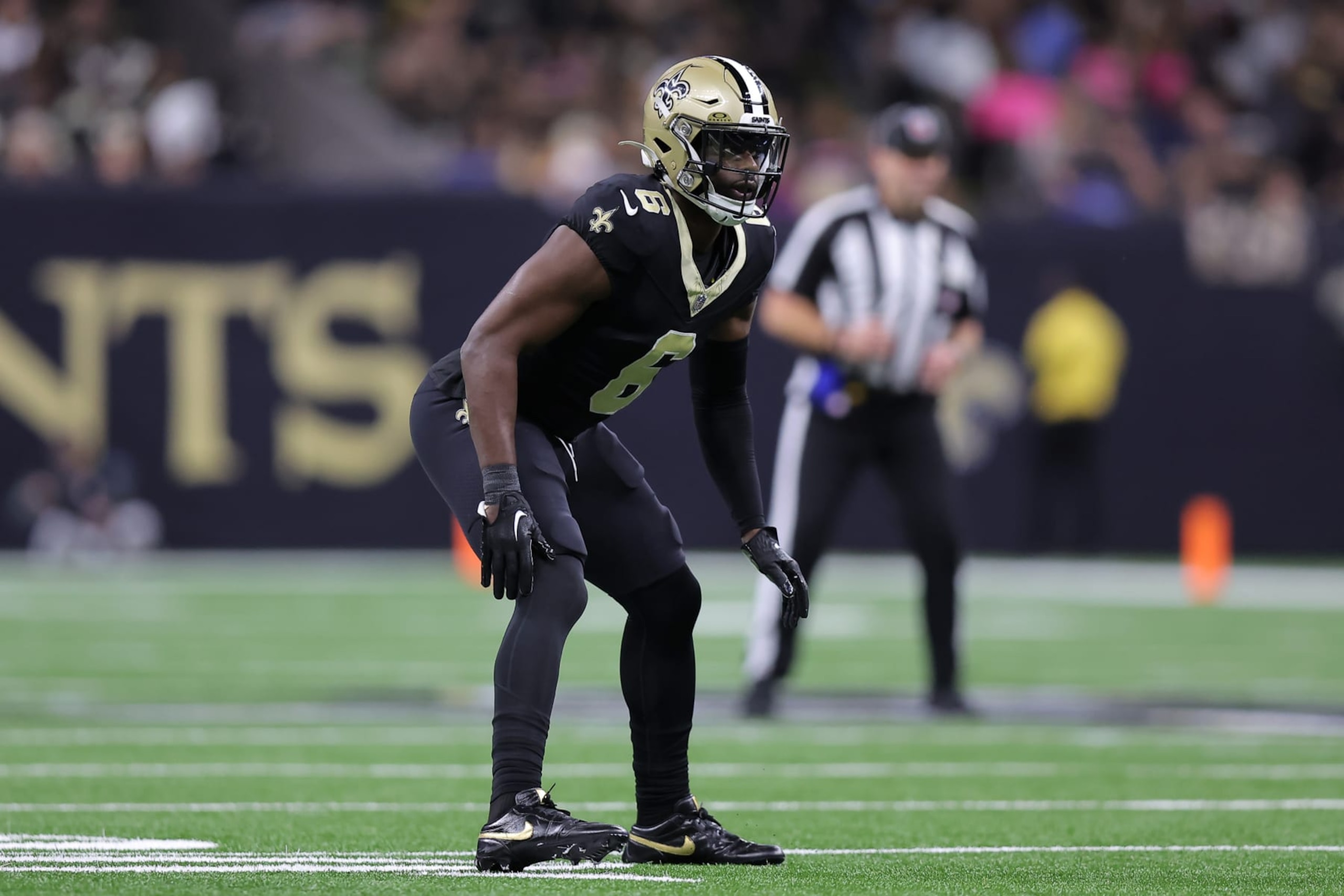 NEW ORLEANS, LOUISIANA - OCTOBER 19: Marcus Maye #6 of the New Orleans Saints in action against the Jacksonville Jaguars during a game at the Caesars Superdome on October 19, 2023 in New Orleans, Louisiana. (Photo by Jonathan Bachman/Getty Images) NEW ORLEANS, LOUISIANA - OCTOBER 19: Marcus Maye #6 of the New Orleans Saints in action against the Jacksonville Jaguars during a game at the Caesars Superdome on October 19, 2023 in New Orleans, Louisiana. (Photo by Jonathan Bachman/Getty Images)