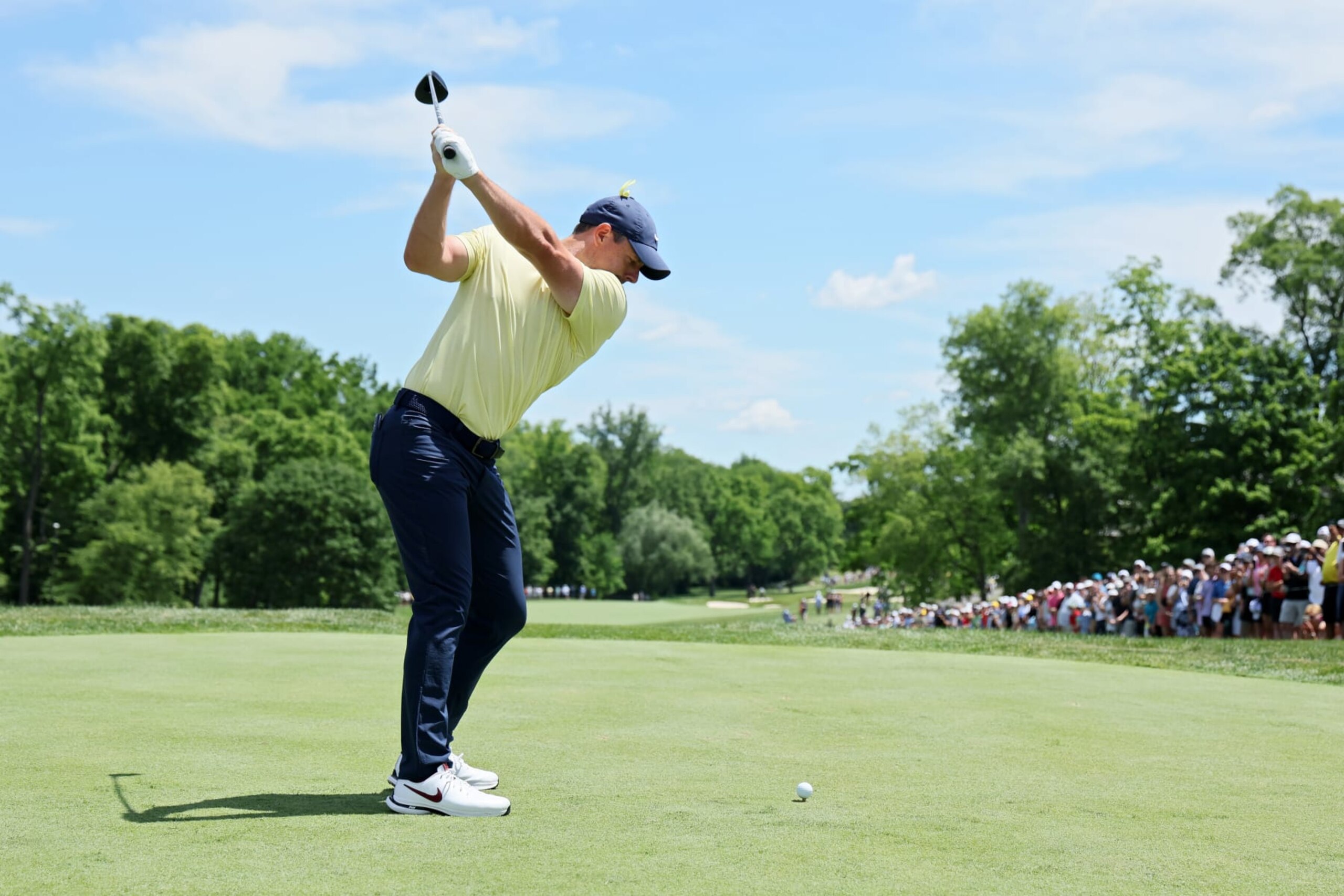 DUBLIN, OHIO - JUNE 09: Rory McIlroy of Northern Ireland plays his shot from the first tee during the final round of the Memorial Tournament presented by Workday at Muirfield Village Golf Club on June 09, 2024 in Dublin, Ohio. (Photo by Andy Lyons/Getty Images) DUBLIN, OHIO - JUNE 09: Rory McIlroy of Northern Ireland plays his shot from the first tee during the final round of the Memorial Tournament presented by Workday at Muirfield Village Golf Club on June 09, 2024 in Dublin, Ohio. (Photo by Andy Lyons/Getty Images)