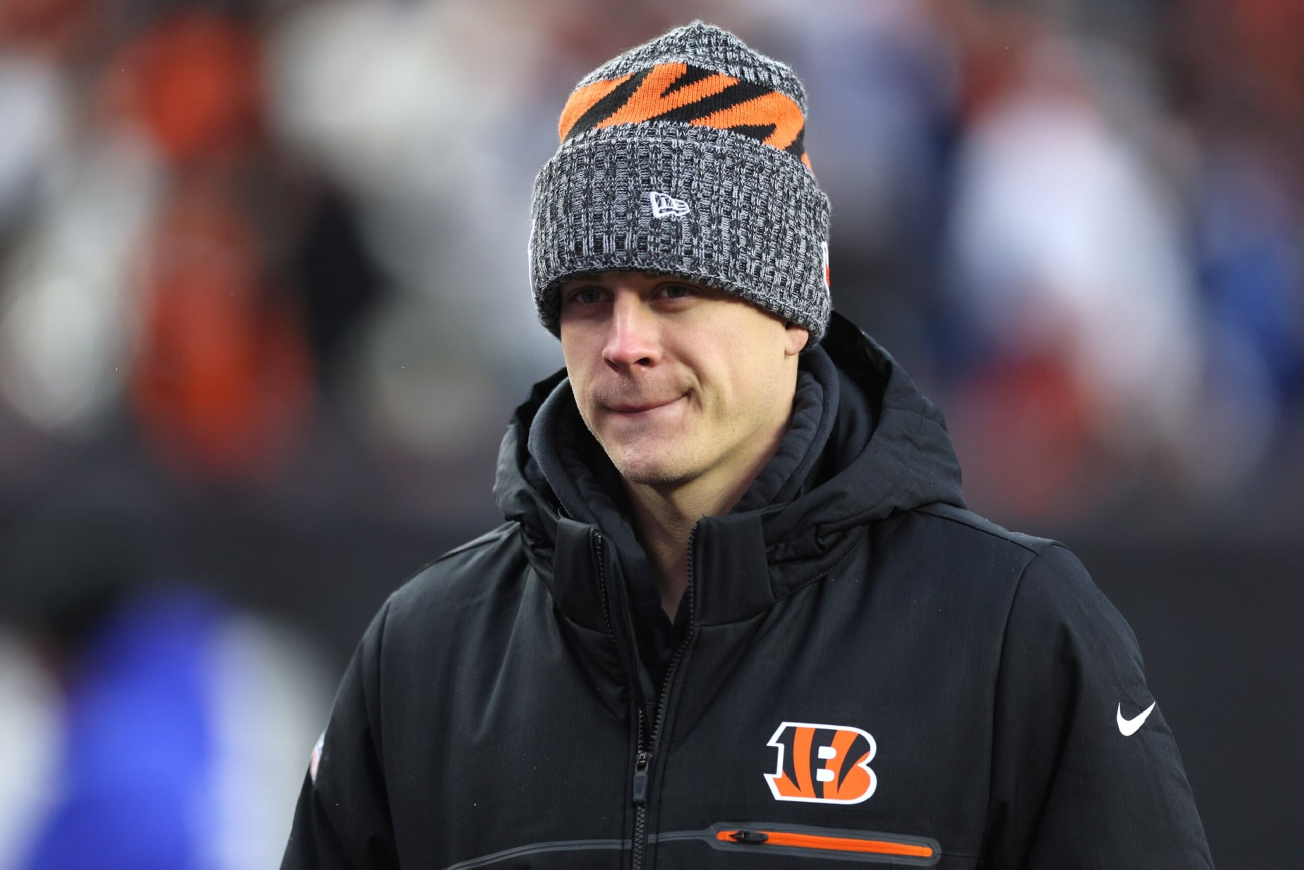 CINCINNATI, OHIO - DECEMBER 10: Joe Burrow #9 of the Cincinnati Bengals looks on during the game against the Indianapolis Colts at Paycor Stadium on December 10, 2023 in Cincinnati, Ohio. (Photo by Andy Lyons/Getty Images)