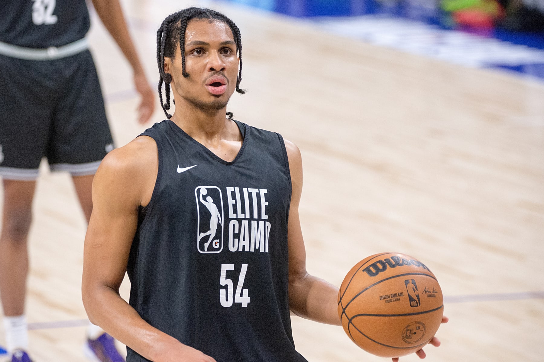 CHICAGO, ILLIONIS, UNITED STATES - MAY 12: Jarin Stevenson (54) from Alabama in action during the NBA Draft Combine drills at the Wintrust Arena on May 12, 2024, in Chicago, Illinois, United States. (Photo by Jacek Boczarski/Anadolu via Getty Images)