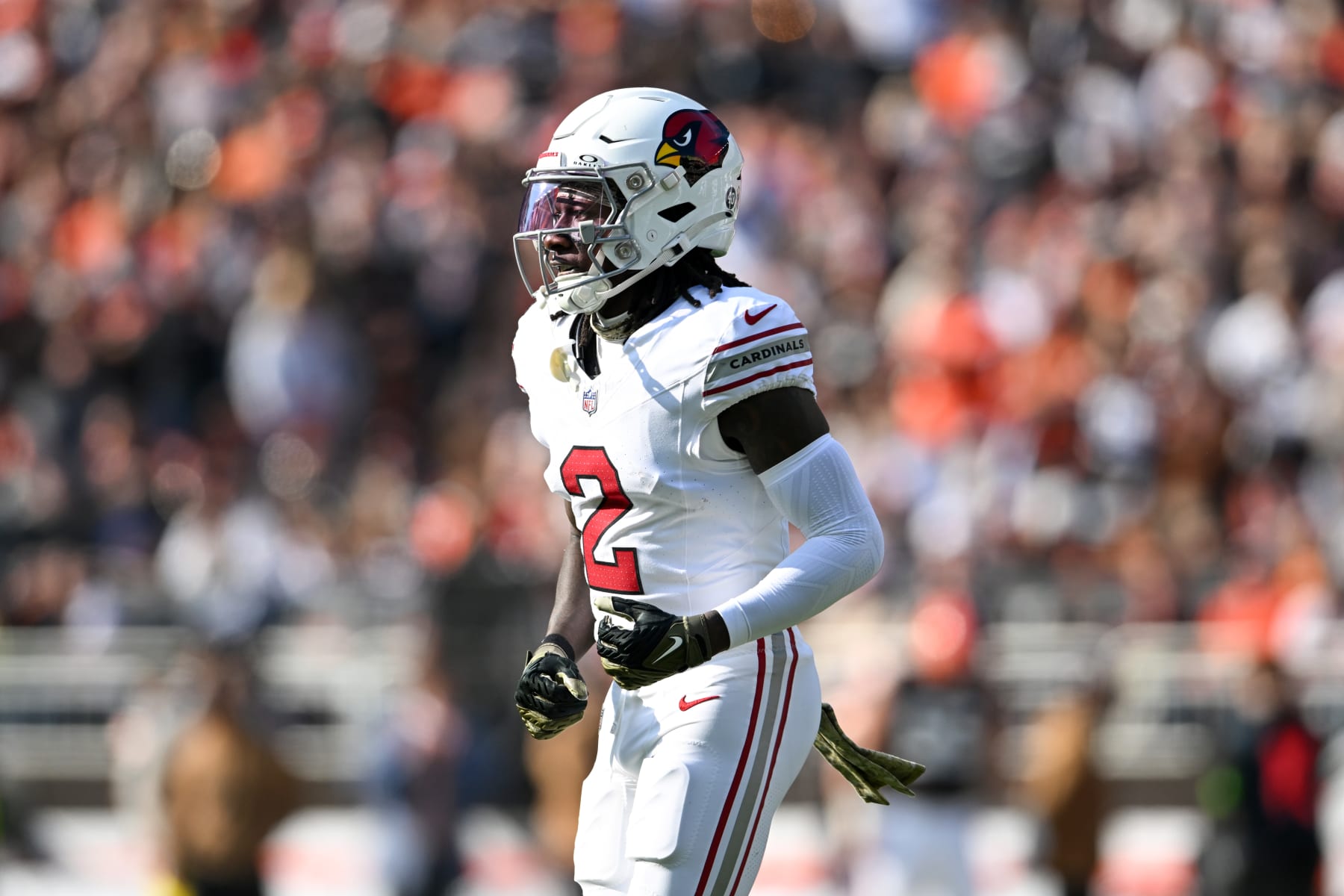CLEVELAND, OHIO - NOVEMBER 05: Marquise Brown #2 of the Arizona Cardinals runs off the field during the first half against the Cleveland Browns at Cleveland Browns Stadium on November 05, 2023 in Cleveland, Ohio. (Photo by Nick Cammett/Diamond Images via Getty Images)