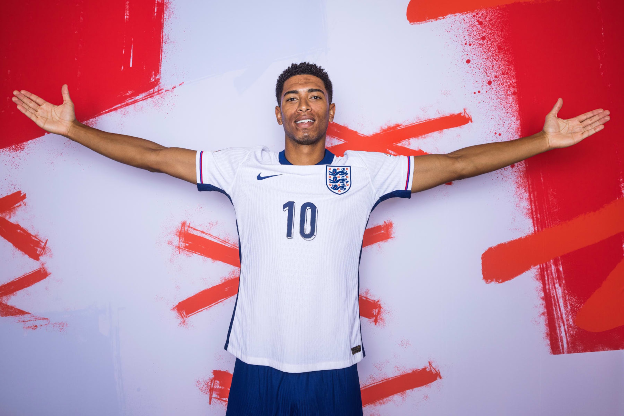 BLANKENHAIN, GERMANY - JUNE 11: (EDITOR’S NOTE: Image has been digitally enhanced.) Jude Bellingham of England poses for a portrait during the England Portrait session ahead of the UEFA EURO 2024 Germany on June 11, 2024 in Blankenhain, Germany. (Photo by Boris Streubel - UEFA/UEFA via Getty Images)