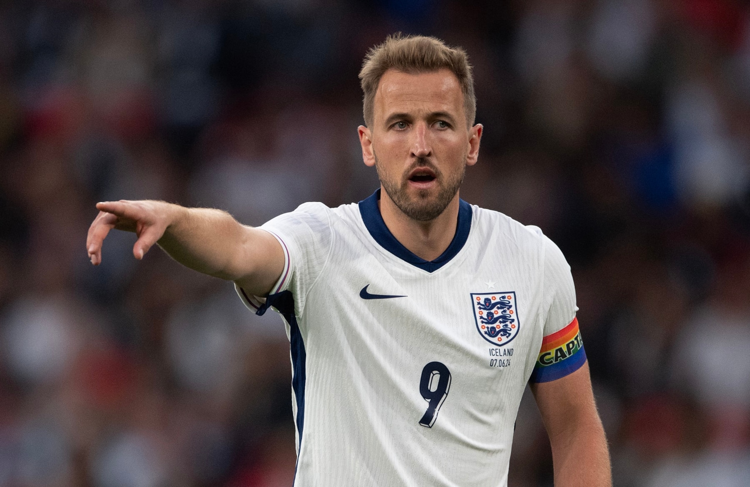 LONDON, ENGLAND - JUNE 07:  Harry Kane of England during the international friendly match between England and Iceland at Wembley Stadium on June 07, 2024 in London, England.  (Photo by Visionhaus/Getty Images)