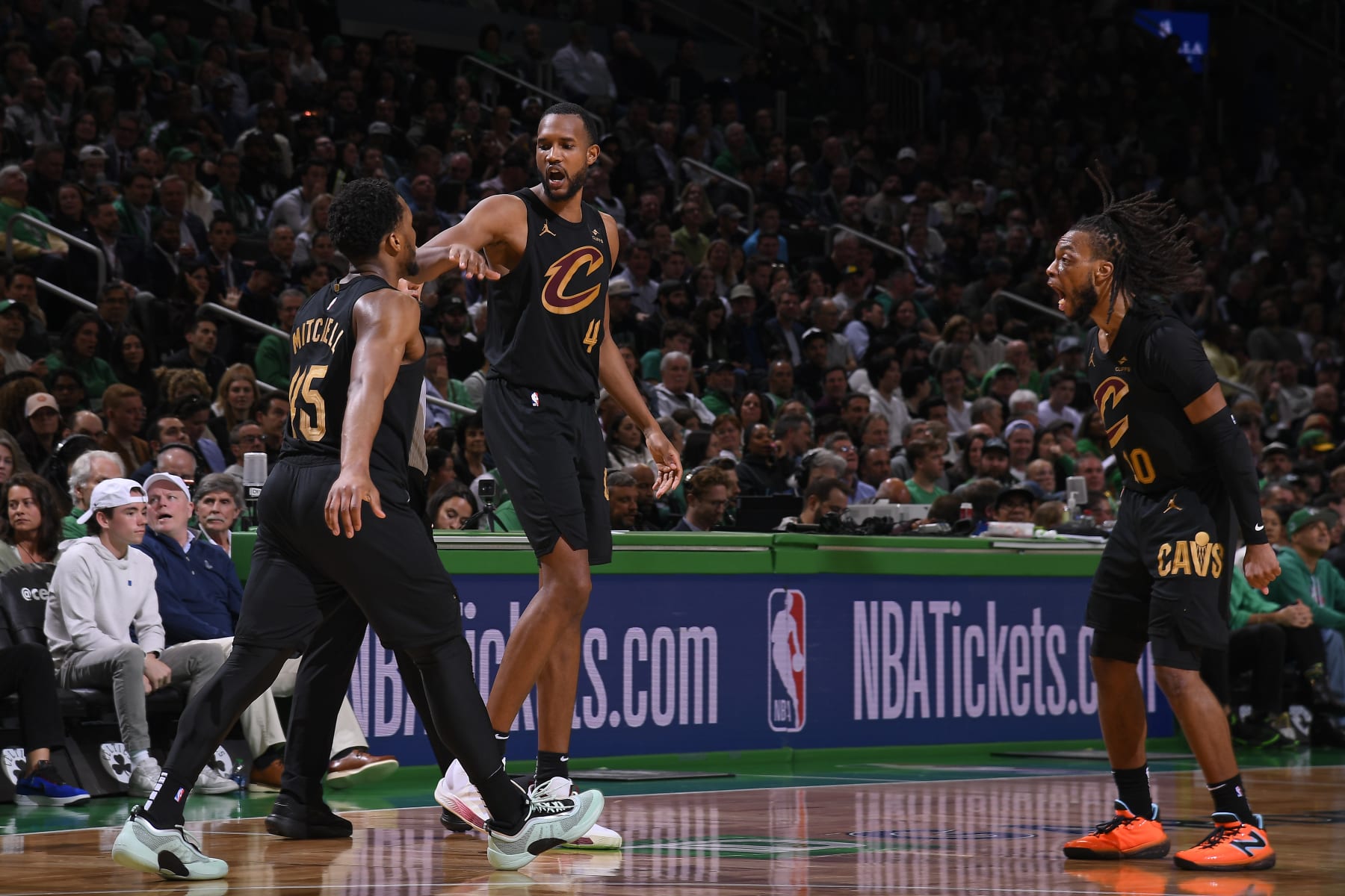 Donovan Mitchell, Evan Mobley and Darius Garland