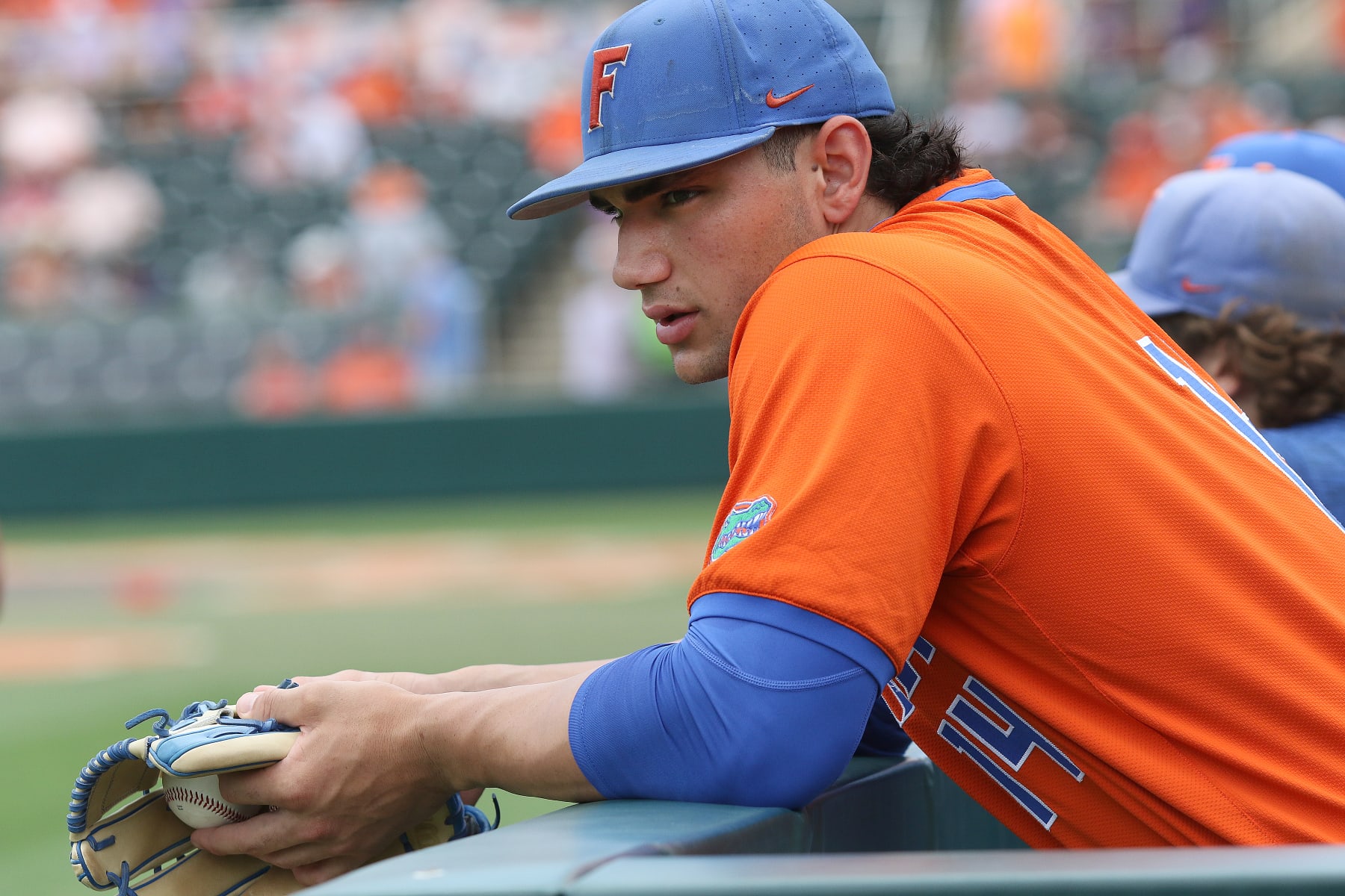 CLEMSON, SC - JUNE 09: Florida Gators pitcher Jac Caglianone (14) during the College D1 Baseball Super Regional game between the Florida Gators and the Clemson Tigers on June 9, 2024 at Doug Kingsmore Stadium in Clemson, S.C.  (Photo by John Byrum/Icon Sportswire via Getty Images)