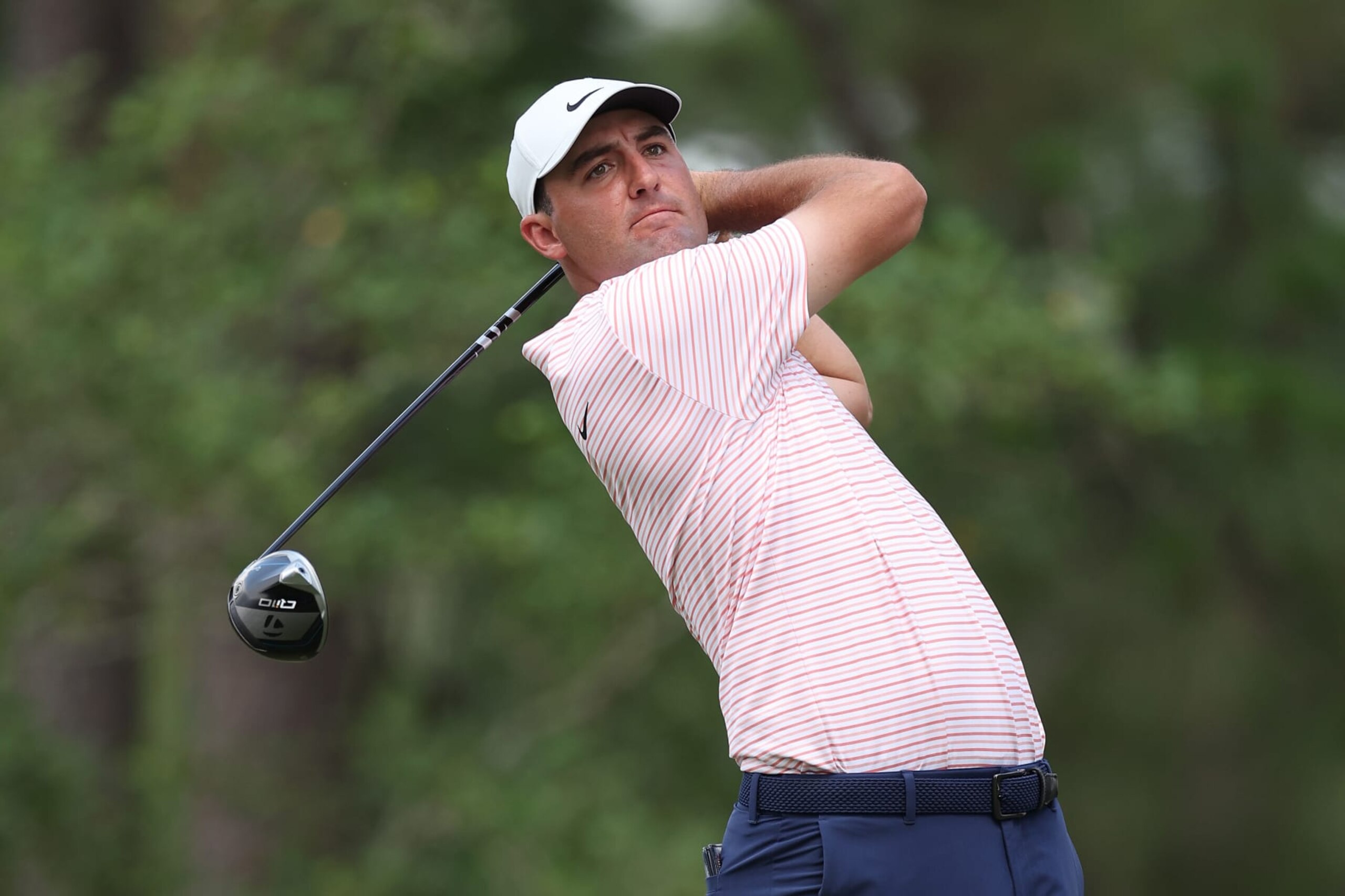 PINEHURST, NORTH CAROLINA - JUNE 13: Scottie Scheffler of the United States plays his shot from the 11th tee during the first round of the 124th U.S. Open at Pinehurst Resort on June 13, 2024 in Pinehurst, North Carolina. (Photo by Sean M. Haffey/Getty Images)