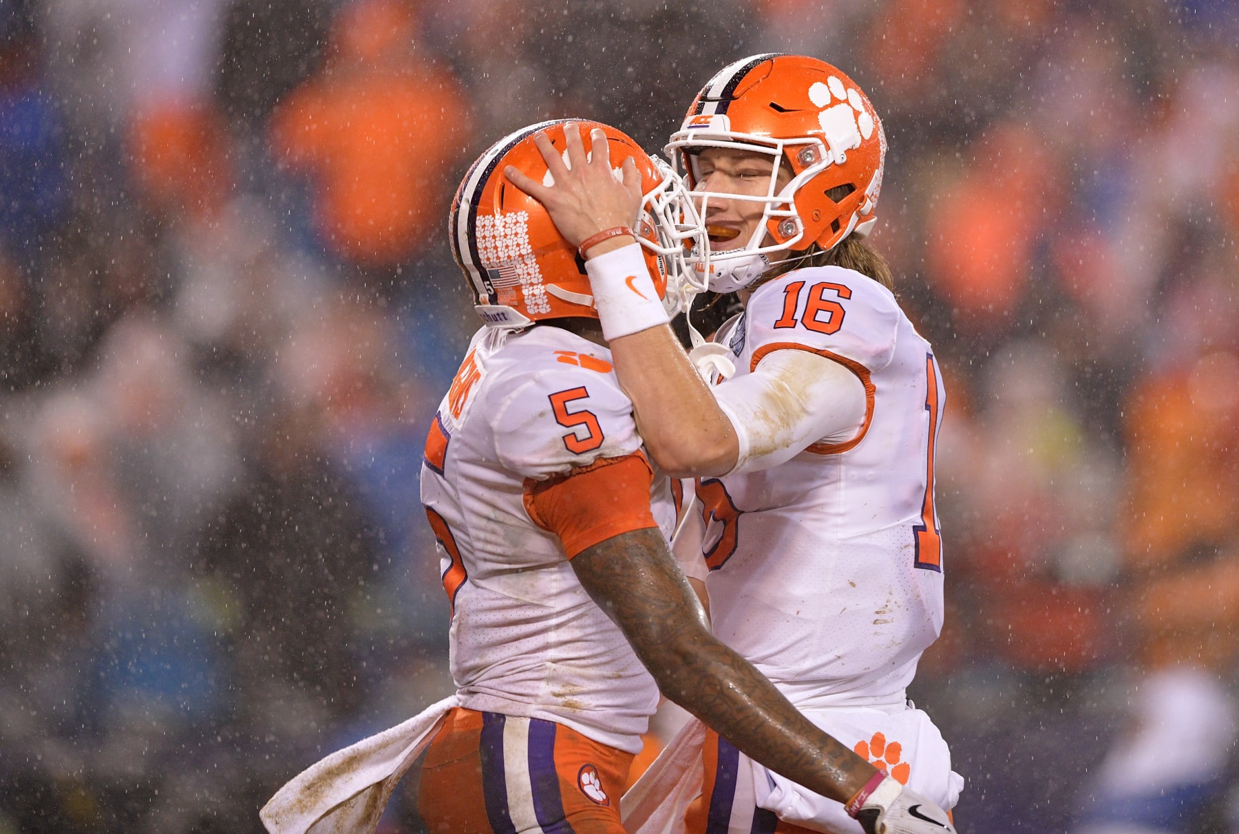 Tee Higgins, left, and Trevor Lawrence at Clemson in 2018.