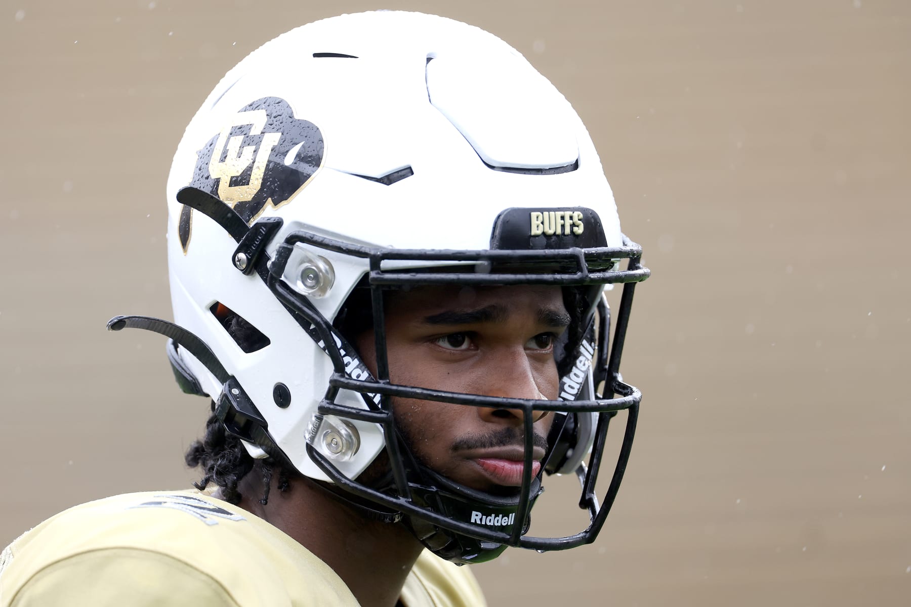 BOULDER, COLORADO - APRIL 27: Quarterback Shedeur Sanders #2 of the Colorado Buffaloes warms-up prior to their spring game at Folsom Field on April 27, 2024 in Boulder, Colorado.  (Photo by Matthew Stockman/Getty Images)