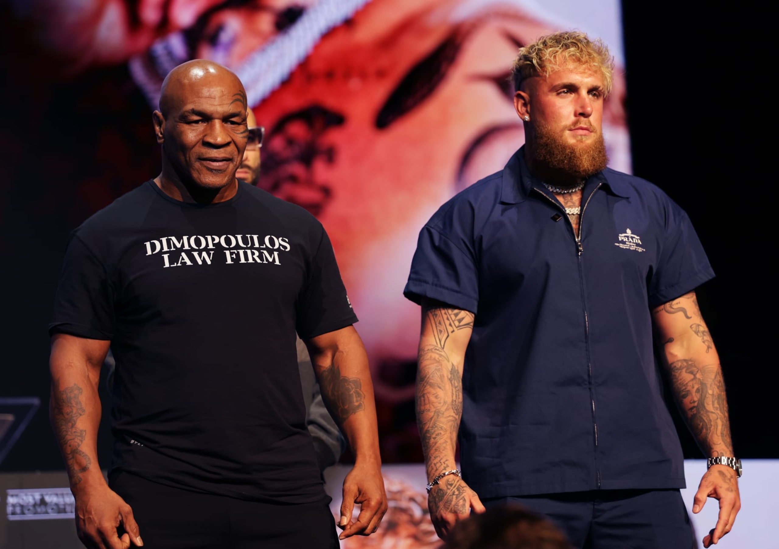 NEW YORK, NEW YORK - MAY 13: Mike Tyson and Jake Paul attend the Jake Paul vs. Mike Tyson press conference at The Apollo Theater on May 13, 2024 in New York City. (Photo by Shareif Ziyadat/Getty Images)