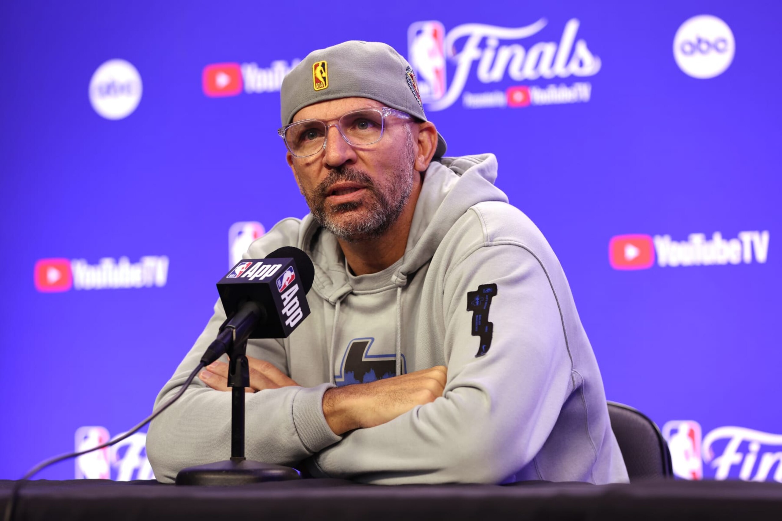 DALLAS, TEXAS - JUNE 14: Dallas Mavericks head coach Jason Kidd talks with media prior to Game Four of the 2024 NBA Finals against the Boston Celtics at American Airlines Center on June 14, 2024 in Dallas, Texas. NOTE TO USER: User expressly acknowledges and agrees that, by downloading and or using this photograph, User is consenting to the terms and conditions of the Getty Images License Agreement. (Photo by Tim Heitman/Getty Images) DALLAS, TEXAS - JUNE 14: Dallas Mavericks head coach Jason Kidd talks with media prior to Game Four of the 2024 NBA Finals against the Boston Celtics at American Airlines Center on June 14, 2024 in Dallas, Texas. NOTE TO USER: User expressly acknowledges and agrees that, by downloading and or using this photograph, User is consenting to the terms and conditions of the Getty Images License Agreement. (Photo by Tim Heitman/Getty Images)