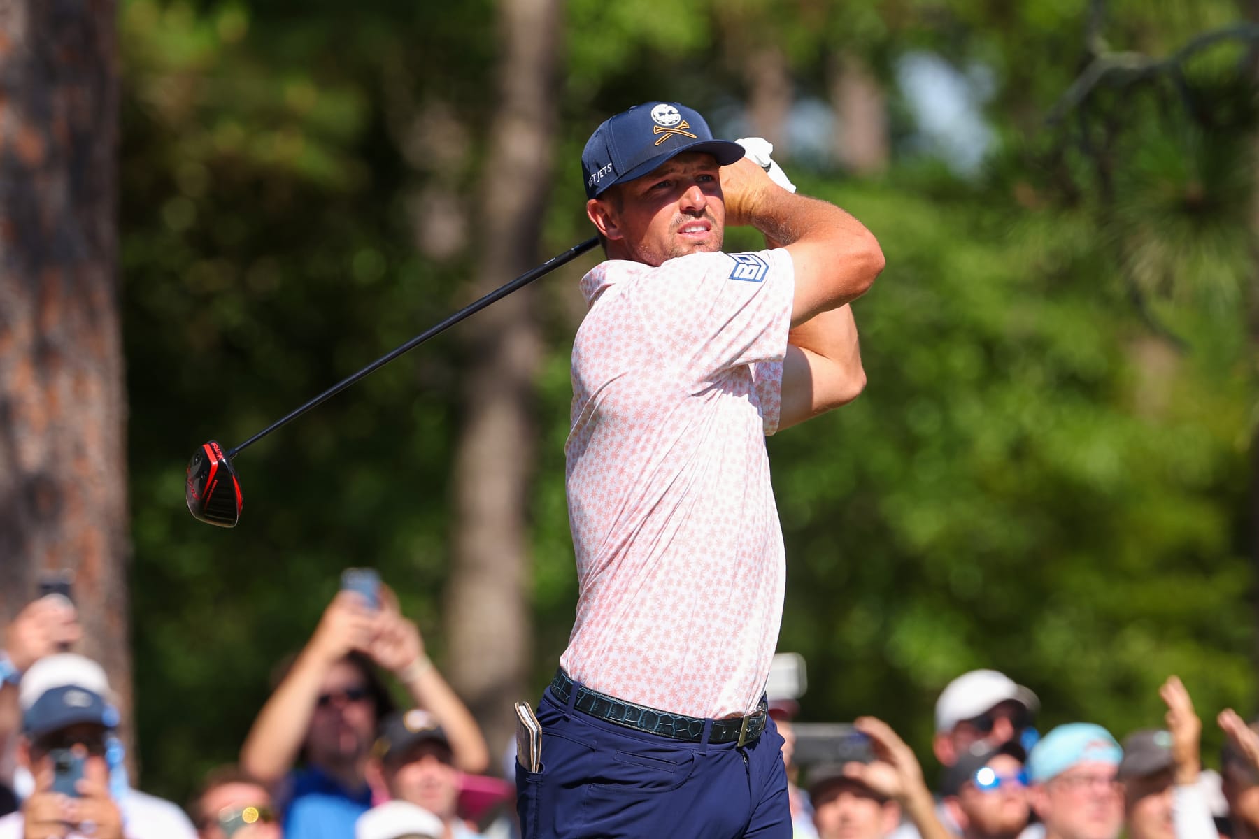 PINEHURST, NORTH CAROLINA - JUNE 15: Bryson DeChambeau of the United States hits a tee shot on the fifth hole during the third round of the 124th U.S. Open at Pinehurst Resort on June 15, 2024 in Pinehurst, North Carolina. (Photo by Gregory Shamus/Getty Images)
