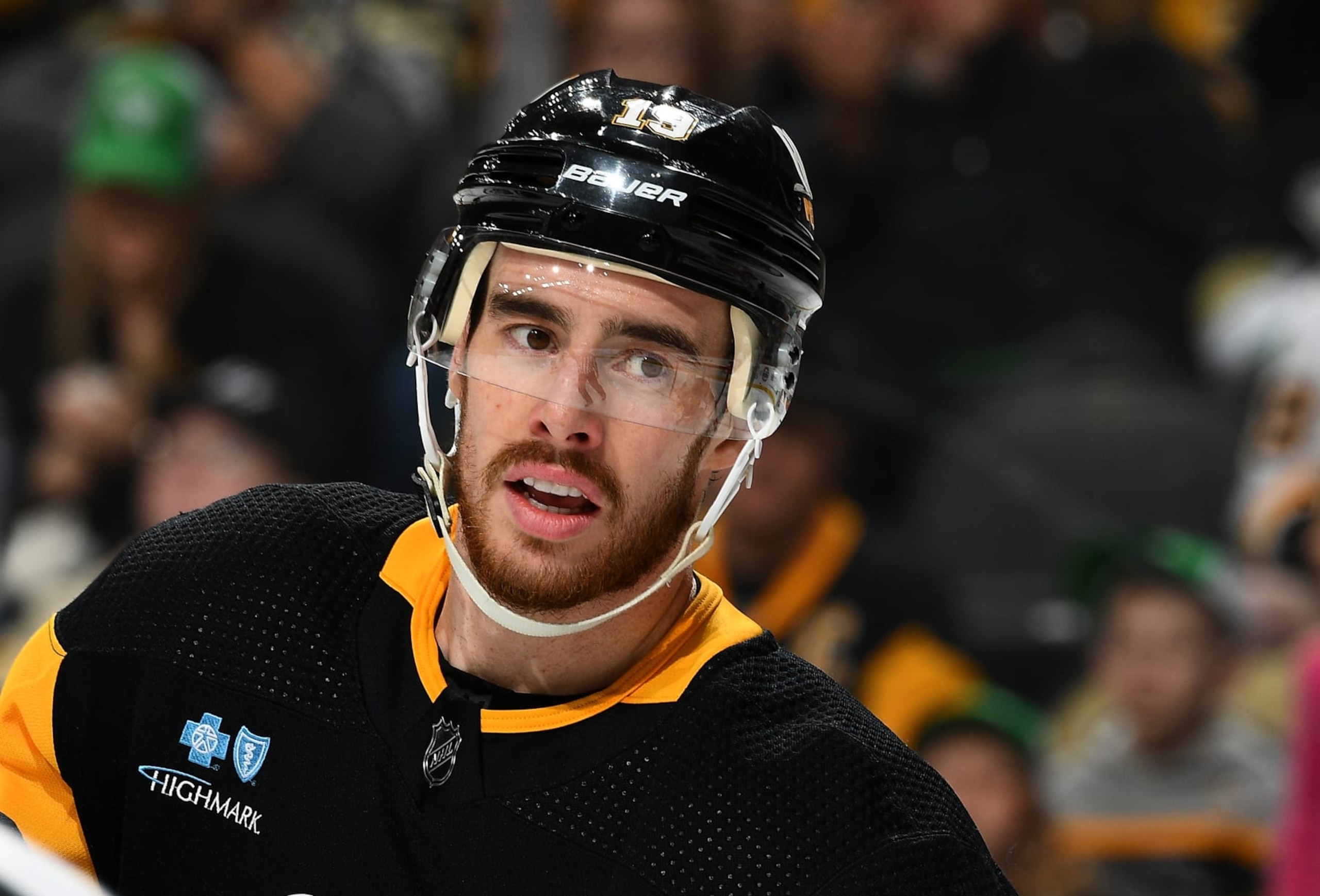 PITTSBURGH, PA - MARCH 17:  Reilly Smith #19 of the Pittsburgh Penguins skates against the Detroit Red Wings at PPG PAINTS Arena on March 17, 2024 in Pittsburgh, Pennsylvania. (Photo by Joe Sargent/NHLI via Getty Images)