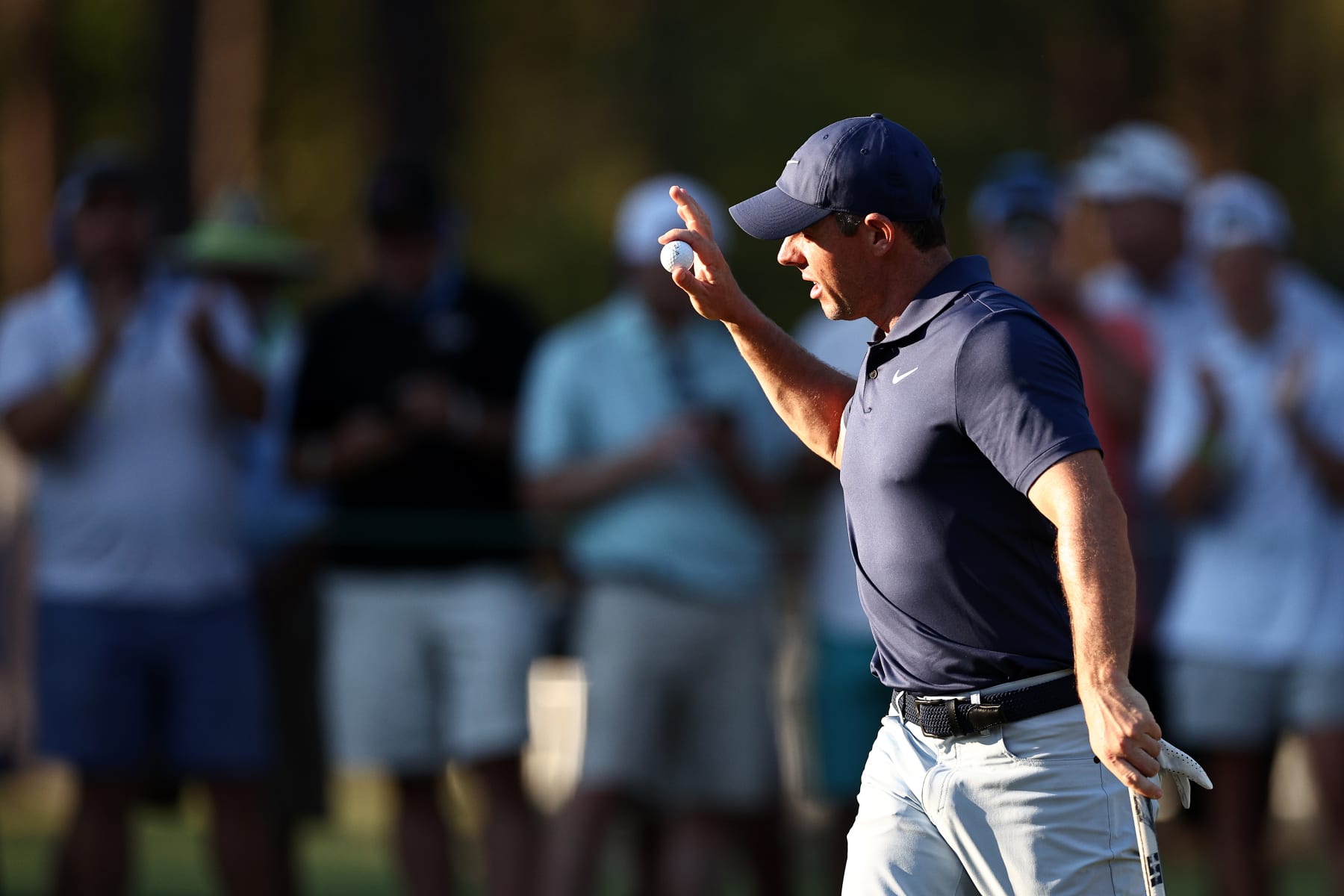 PINEHURST, NORTH CAROLINA - JUNE 15: Rory McIlroy of Northern Ireland reacts after making a birdie on the 16th hole during the third round of the 124th U.S. Open at Pinehurst Resort on June 15, 2024 in Pinehurst, North Carolina. (Photo by Jared C. Tilton/Getty Images)
