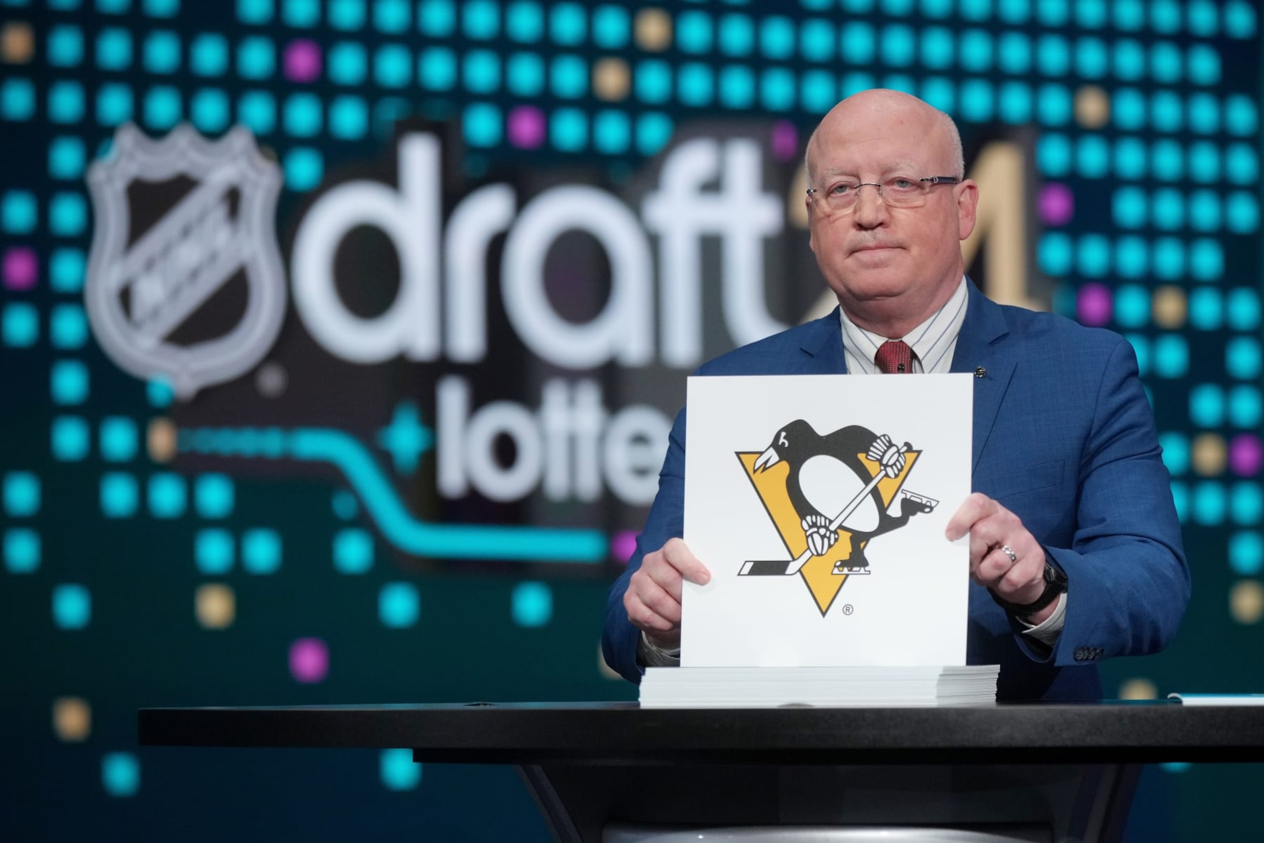 SECAUCUS, NEW JERSEY - MAY 07: National Hockey League Deputy Commissioner Bill Daly announces the Pittsburgh Penguins #14 overall draft position during the 2024 NHL Draft Lottery at NHL Network Studio on May 07, 2024 in Secaucus, New Jersey. (Photo by Mike Stobe/NHLI via Getty Images) SECAUCUS, NEW JERSEY - MAY 07: National Hockey League Deputy Commissioner Bill Daly announces the Pittsburgh Penguins #14 overall draft position during the 2024 NHL Draft Lottery at NHL Network Studio on May 07, 2024 in Secaucus, New Jersey. (Photo by Mike Stobe/NHLI via Getty Images)