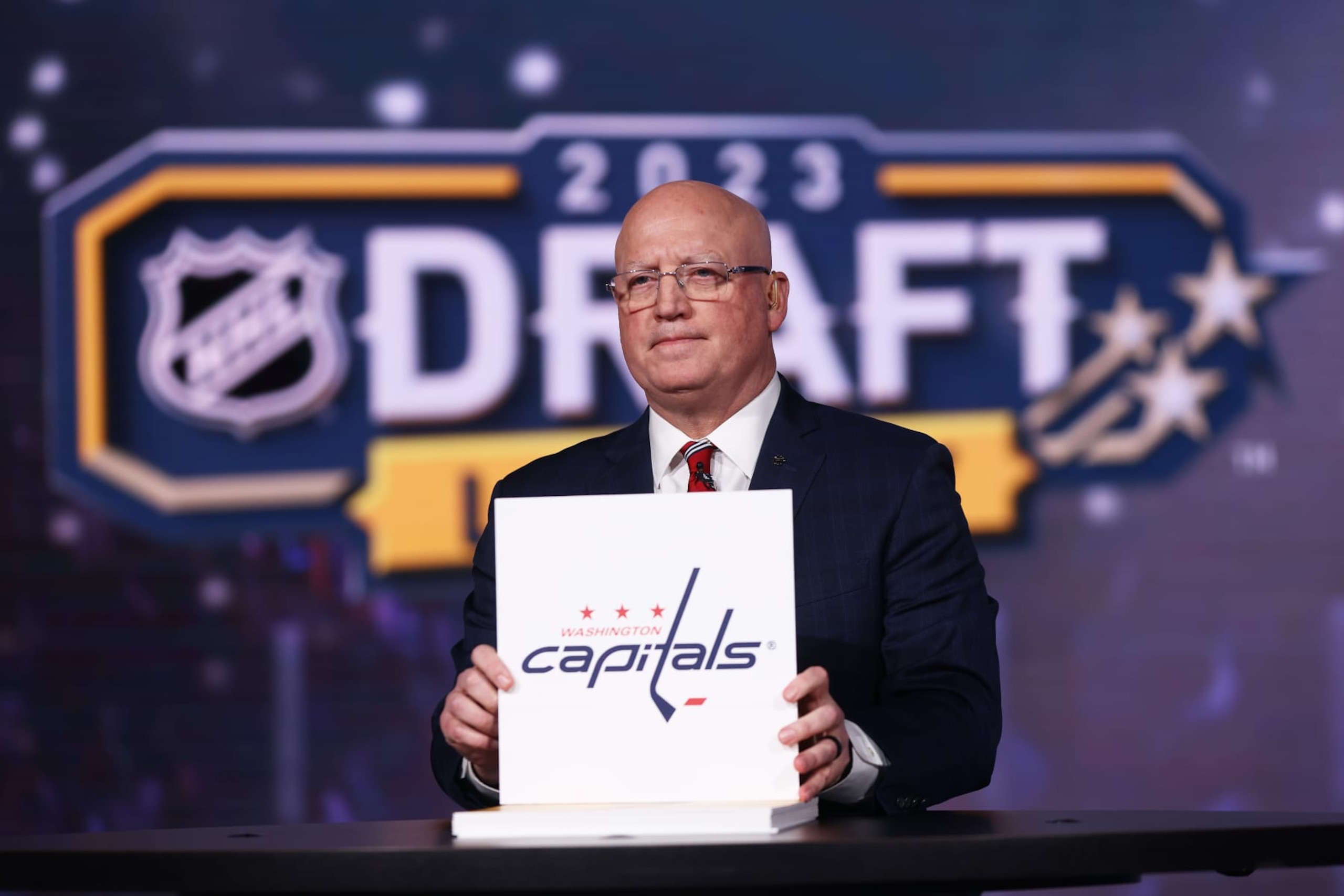 SECAUCUS, NEW JERSEY - MAY 08: National Hockey League Deputy Commissioner Bill Daly announces the Washington Capitals #8 overall draft position during the 2023 NHL Draft Lottery on May 08, 2023 at NHL Network Studio in Secaucus, New Jersey. (Photo by Mike Stobe/NHLI via Getty Images) SECAUCUS, NEW JERSEY - MAY 08: National Hockey League Deputy Commissioner Bill Daly announces the Washington Capitals #8 overall draft position during the 2023 NHL Draft Lottery on May 08, 2023 at NHL Network Studio in Secaucus, New Jersey. (Photo by Mike Stobe/NHLI via Getty Images)