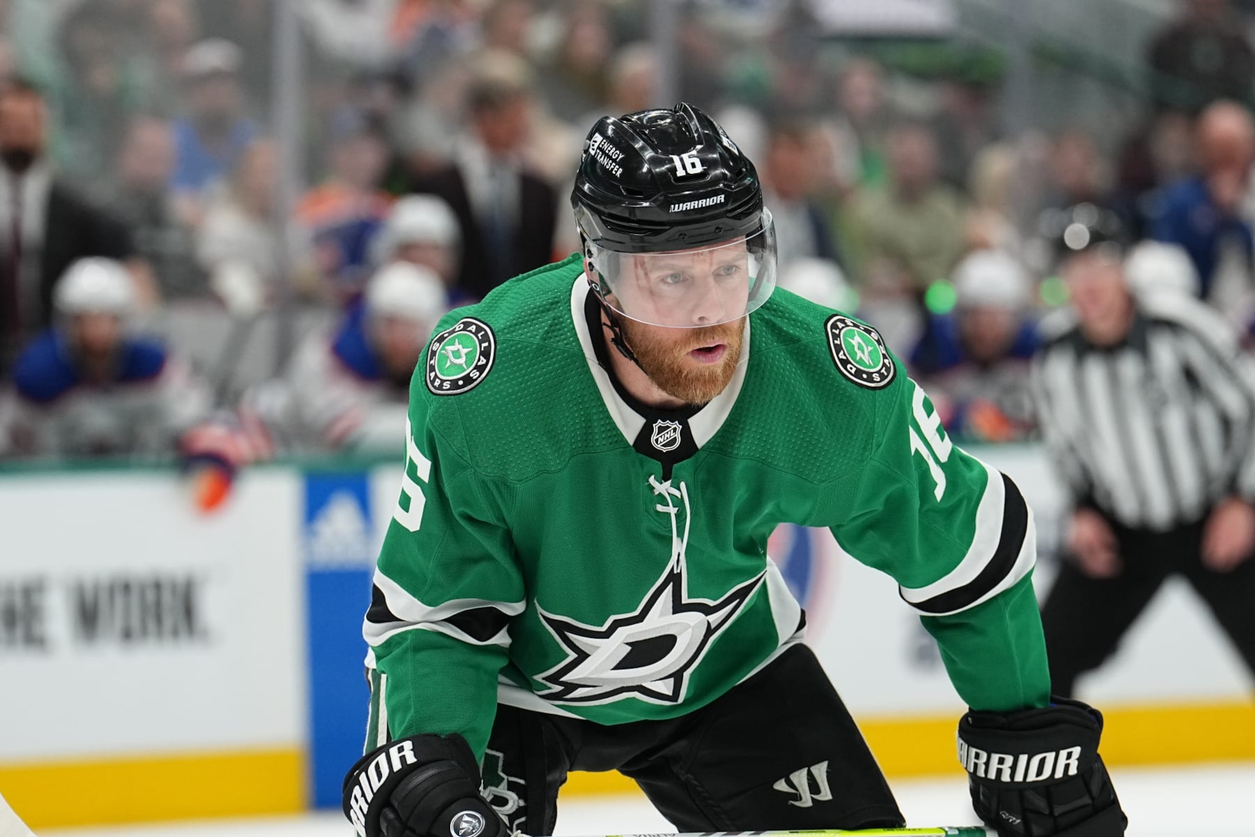 DALLAS, TX - MAY 23: Joe Pavelski #16 of the Dallas Stars skates against the Edmonton Oilers at the American Airlines Center on May 23, 2024 in Dallas, Texas. (Photo by Glenn James/NHLI via Getty Images) DALLAS, TX - MAY 23: Joe Pavelski #16 of the Dallas Stars skates against the Edmonton Oilers at the American Airlines Center on May 23, 2024 in Dallas, Texas. (Photo by Glenn James/NHLI via Getty Images)