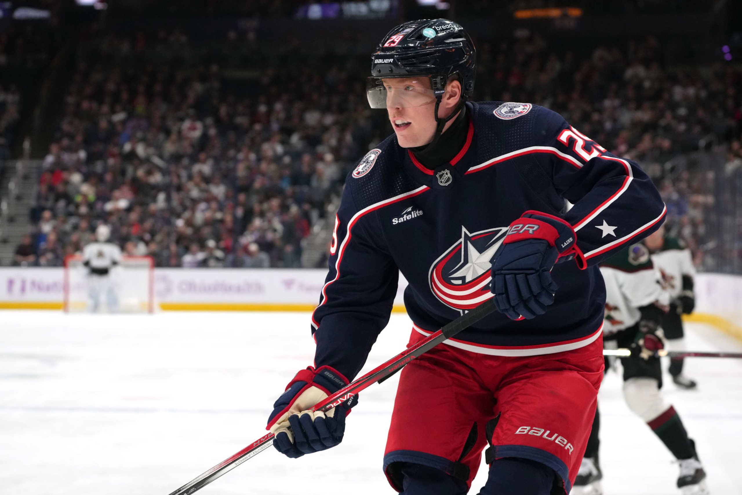 COLUMBUS, OHIO - NOVEMBER 16: Patrik Laine #29 of the Columbus Blue Jackets skates during the first period against the Arizona Coyotes at Nationwide Arena on November 16, 2023 in Columbus, Ohio. (Photo by Jason Mowry/Getty Images) COLUMBUS, OHIO - NOVEMBER 16: Patrik Laine #29 of the Columbus Blue Jackets skates during the first period against the Arizona Coyotes at Nationwide Arena on November 16, 2023 in Columbus, Ohio. (Photo by Jason Mowry/Getty Images)