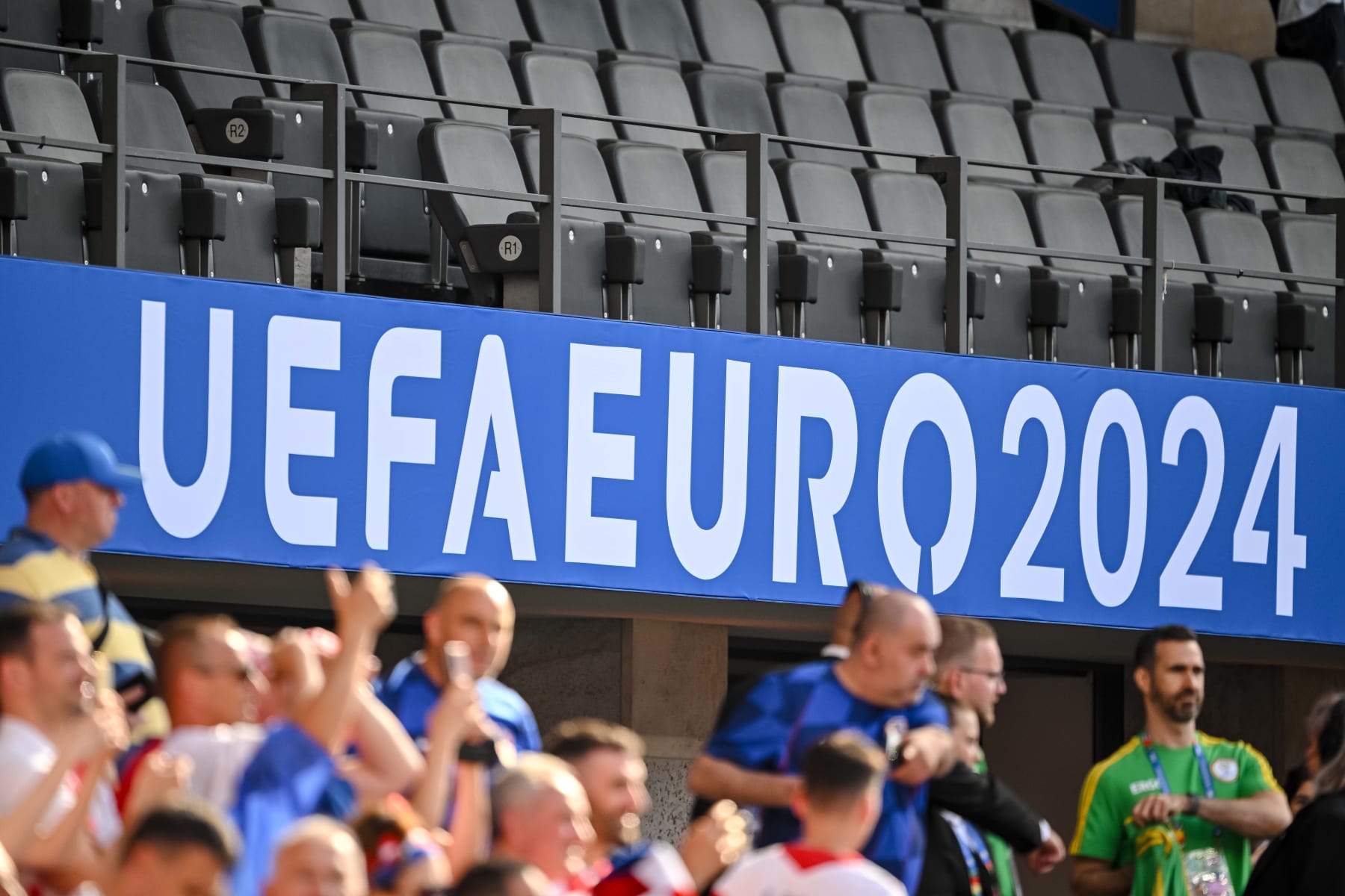 BERLIN, GERMANY - JUNE 15: UEFA EURO 2024 logo prior to the UEFA EURO 2024 group stage match between Spain and Croatia at Olympiastadion on June 15, 2024 in Berlin, Germany. (Photo by Harry Langer/DeFodi Images via Getty Images)