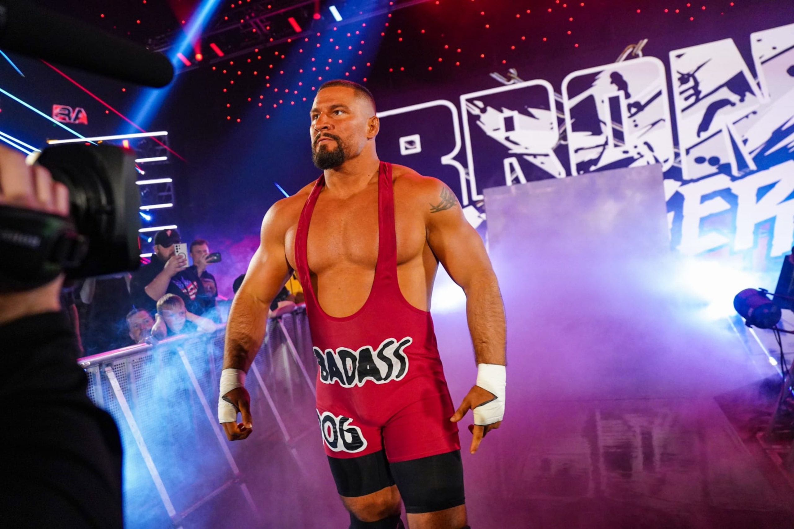 TOLEDO, OHIO - JUNE 10: Bron Breakker makes his way to the ring during Monday Night RAW at Huntington Center on June 10, 2024 in Toledo, Ohio.  (Photo by WWE/Getty Images)