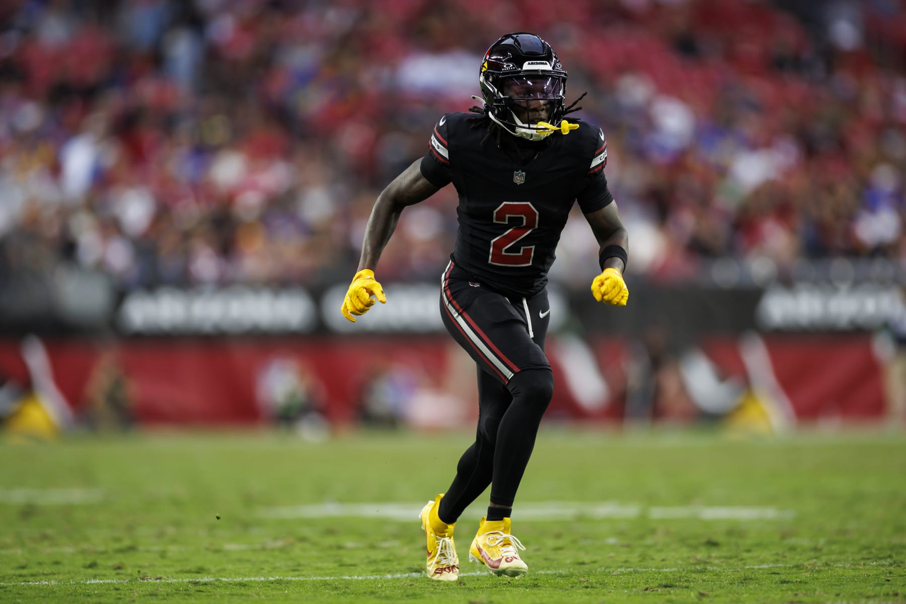 GLENDALE, ARIZONA - NOVEMBER 26: Marquise Brown #2 of the Arizona Cardinals runs a route during an NFL football game against the Los Angeles Rams at State Farm Stadium on November 26, 2023 in Glendale, Arizona. (Photo by Ryan Kang/Getty Images)