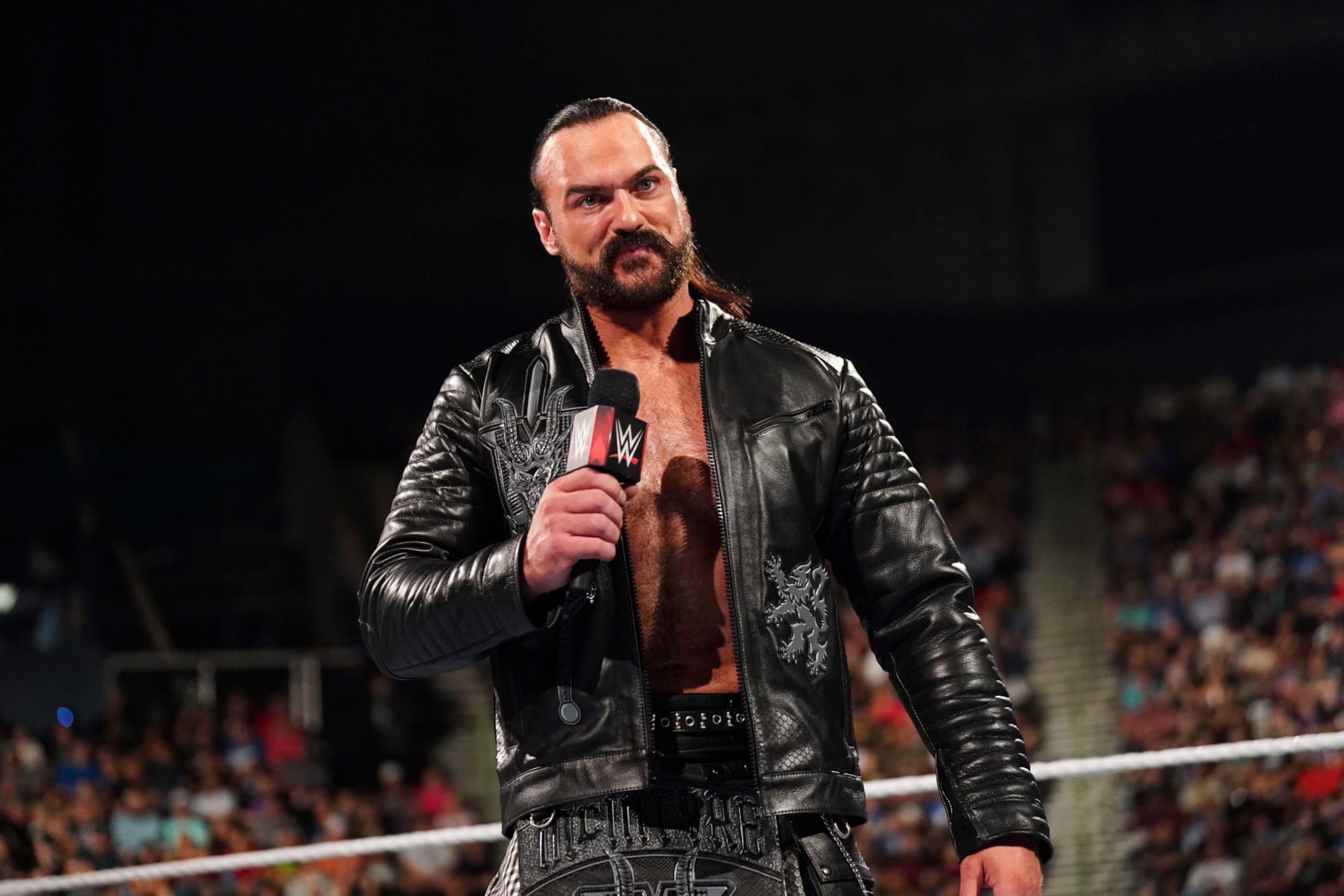 CORPUS CHRISTI, TEXAS - JUNE 17: Drew McIntyre Announces he is quitting During Monday Night Raw at American Bank Center on June 17, 2024 in Corpus Christi, Texas.  (Photo by WWE/Getty Images)