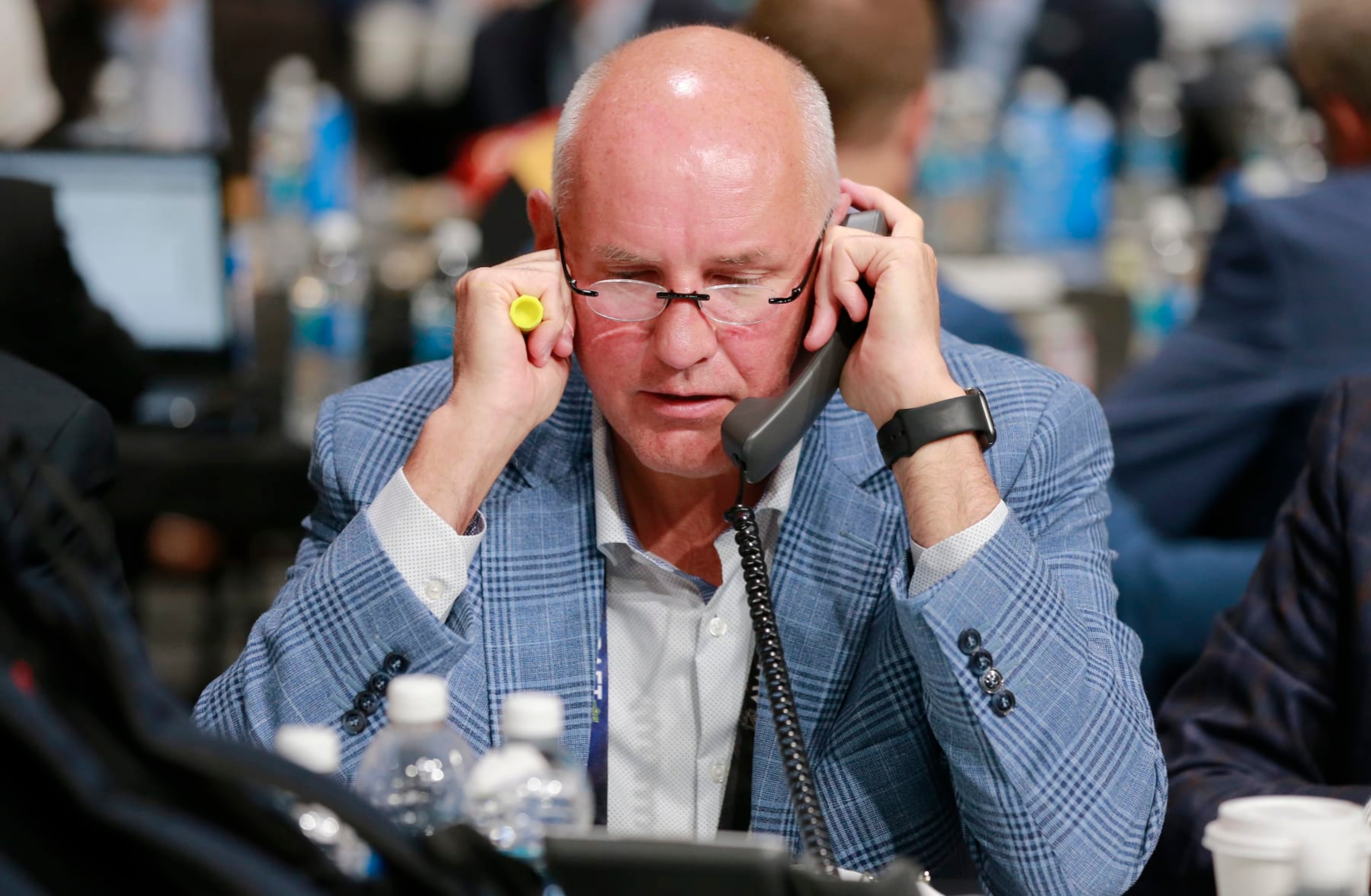 NASHVILLE, TENNESSEE - JUNE 29: General manager Doug Armstrong of the St. Louis Blues talks on his phone during the 2023 Upper Deck NHL Draft - Rounds 2-7 at Bridgestone Arena on June 29, 2023 in Nashville, Tennessee. (Photo by Jeff Vinnick/NHLI via Getty Images) NASHVILLE, TENNESSEE - JUNE 29: General manager Doug Armstrong of the St. Louis Blues talks on his phone during the 2023 Upper Deck NHL Draft - Rounds 2-7 at Bridgestone Arena on June 29, 2023 in Nashville, Tennessee. (Photo by Jeff Vinnick/NHLI via Getty Images)