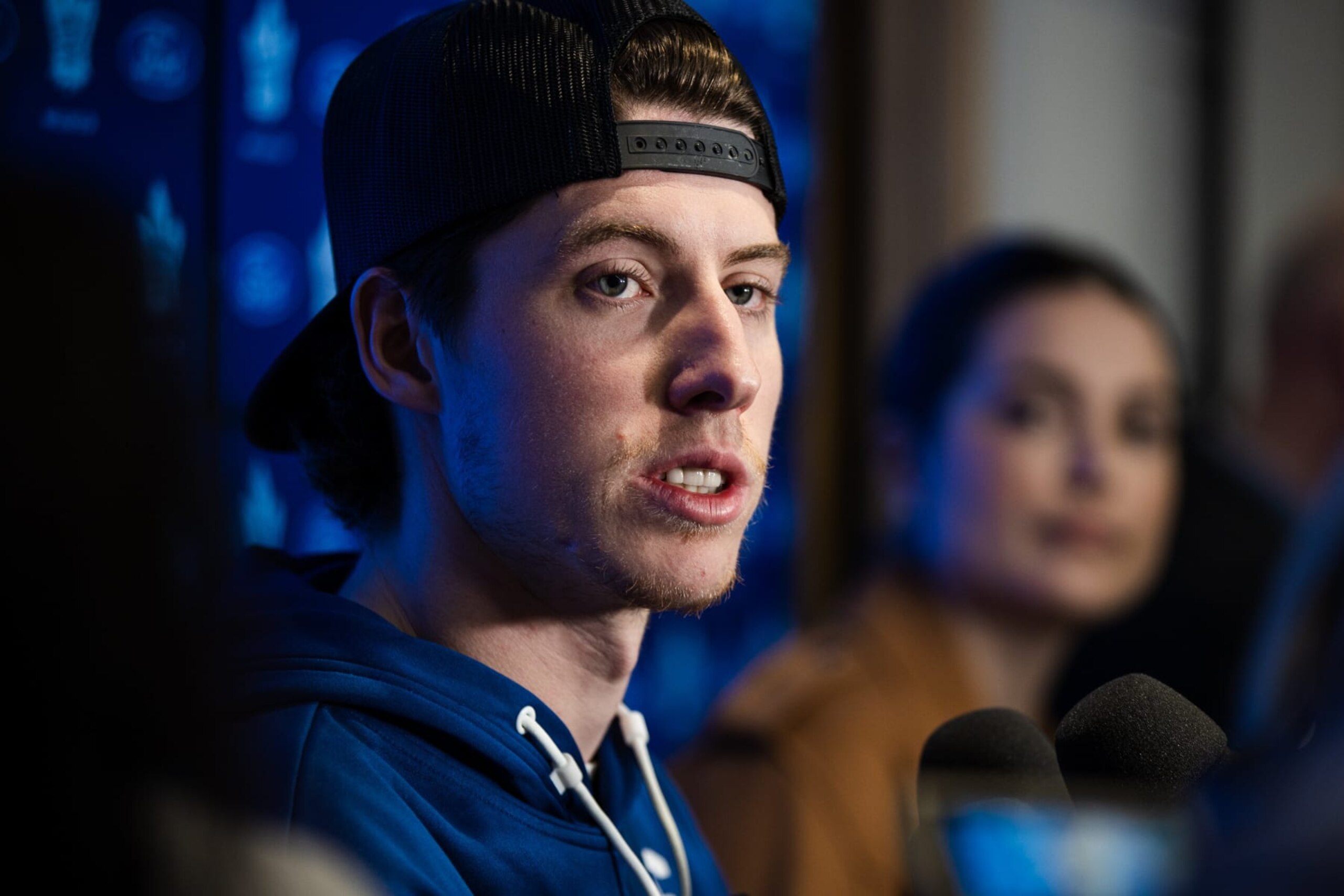 Toronto, ON - May 6: Mitch Marner. Toronto Maple Leafs players and coaches talk to the media for the last time this season. PD Nick Lachance/Toronto Star Nick Lachance/Toronto Star (Nick Lachance/Toronto Star via Getty Images) Toronto, ON - May 6: Mitch Marner. Toronto Maple Leafs players and coaches talk to the media for the last time this season. PD Nick Lachance/Toronto Star Nick Lachance/Toronto Star (Nick Lachance/Toronto Star via Getty Images)