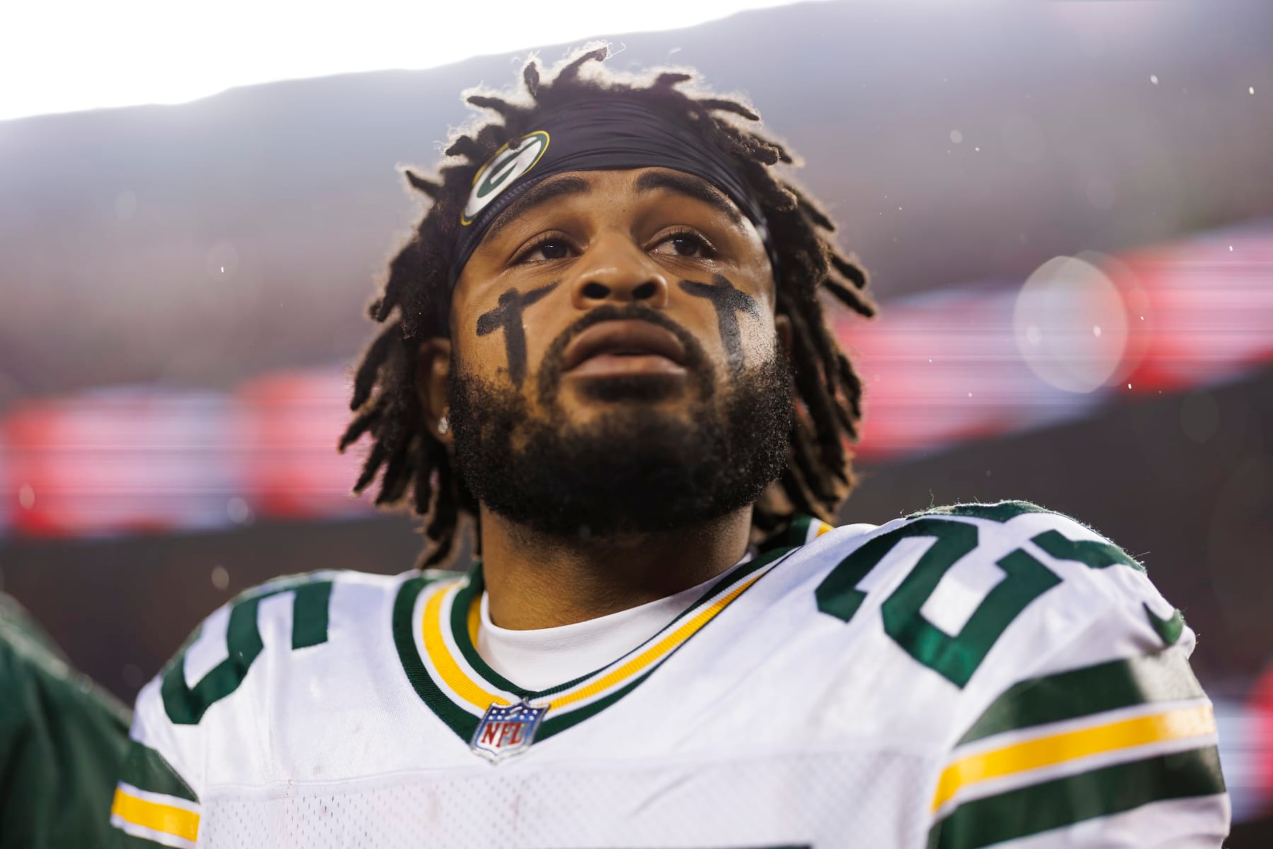 SANTA CLARA, CALIFORNIA - JANUARY 20: Keisean Nixon #25 of the Green Bay Packers looks on from the sideline before an NFC divisional round playoff football game against the San Francisco 49ers at Levi's Stadium on January 20, 2024 in Santa Clara, California. (Photo by Ryan Kang/Getty Images) SANTA CLARA, CALIFORNIA - JANUARY 20: Keisean Nixon #25 of the Green Bay Packers looks on from the sideline before an NFC divisional round playoff football game against the San Francisco 49ers at Levi's Stadium on January 20, 2024 in Santa Clara, California. (Photo by Ryan Kang/Getty Images)