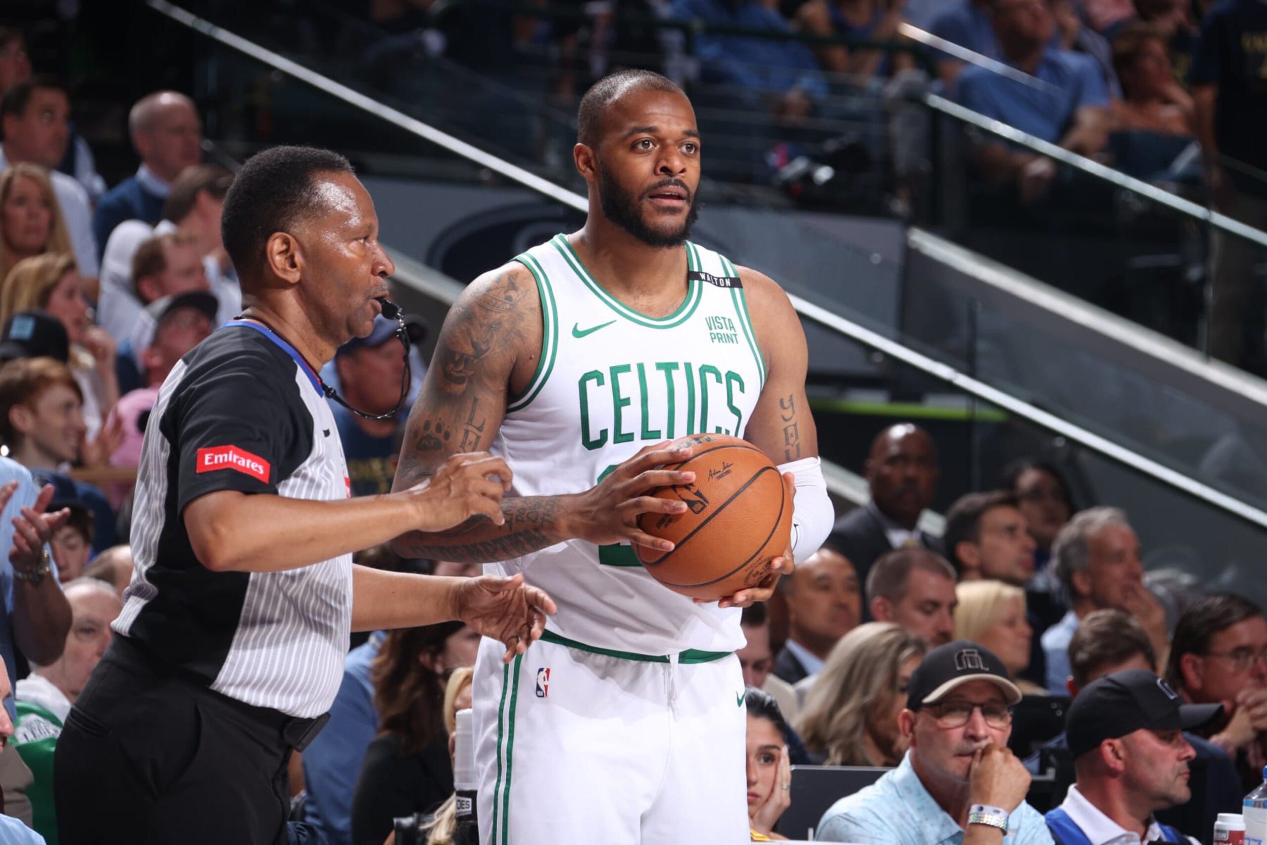 DALLAS, TX - JUNE 12: Xavier Tillman #26 of the Boston Celtics looks on during the game against the Dallas Mavericks during Game 3 of the 2024 NBA Finals on June 12, 2024 at the American Airlines Center in Dallas, Texas. NOTE TO USER: User expressly acknowledges and agrees that, by downloading and or using this photograph, User is consenting to the terms and conditions of the Getty Images License Agreement. Mandatory Copyright Notice: Copyright 2024 NBAE (Photo by Nathaniel S. Butler/NBAE via Getty Images)