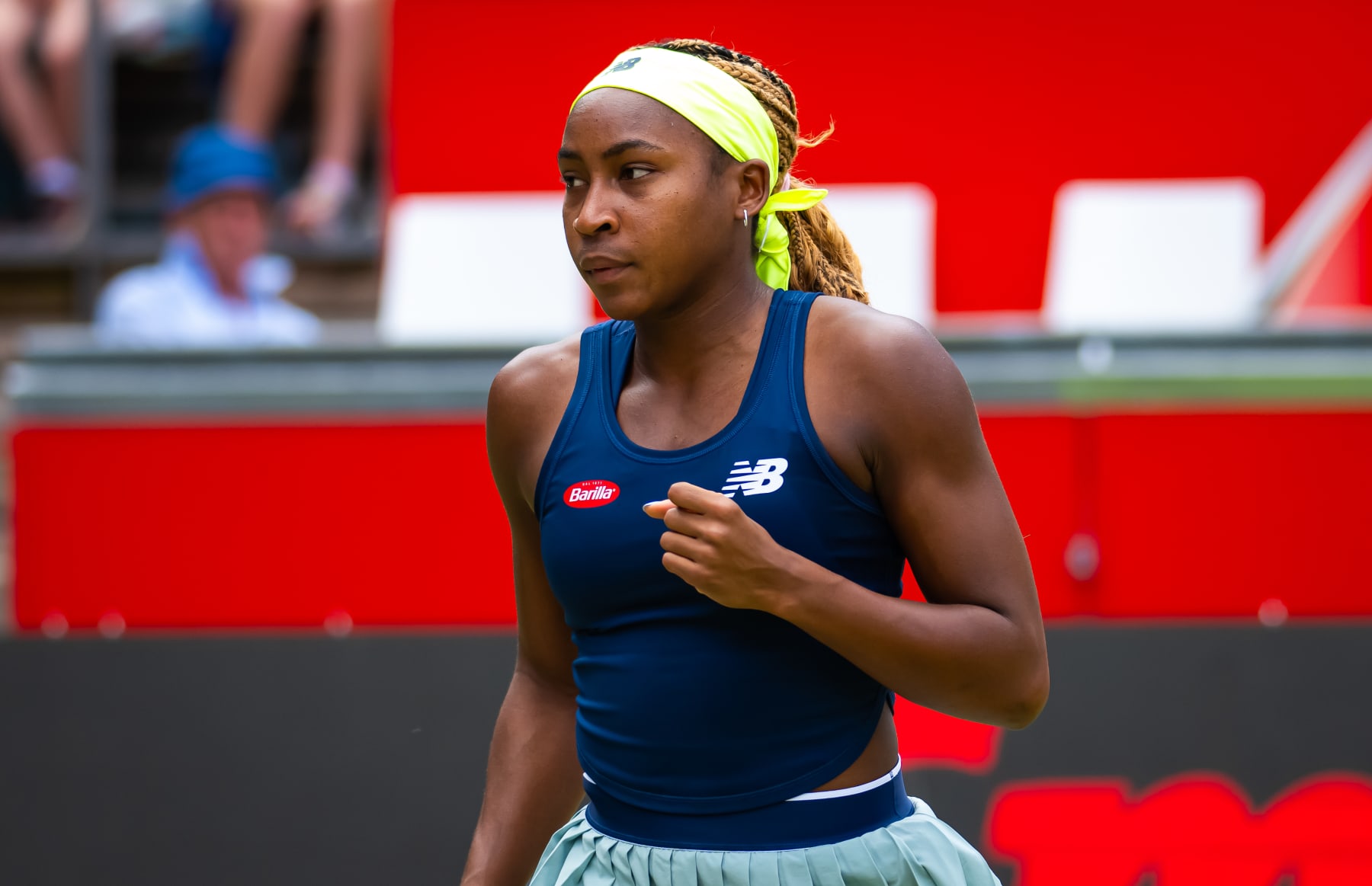 BERLIN, GERMANY - JUNE 20: Coco Gauff of the United States in action against Ekaterina Alexandrova in the second round on Day 4 of the Ecotrans Ladies Open Berlin on June 20, 2024 in Berlin, Germany (Photo by Robert Prange/Getty Images)