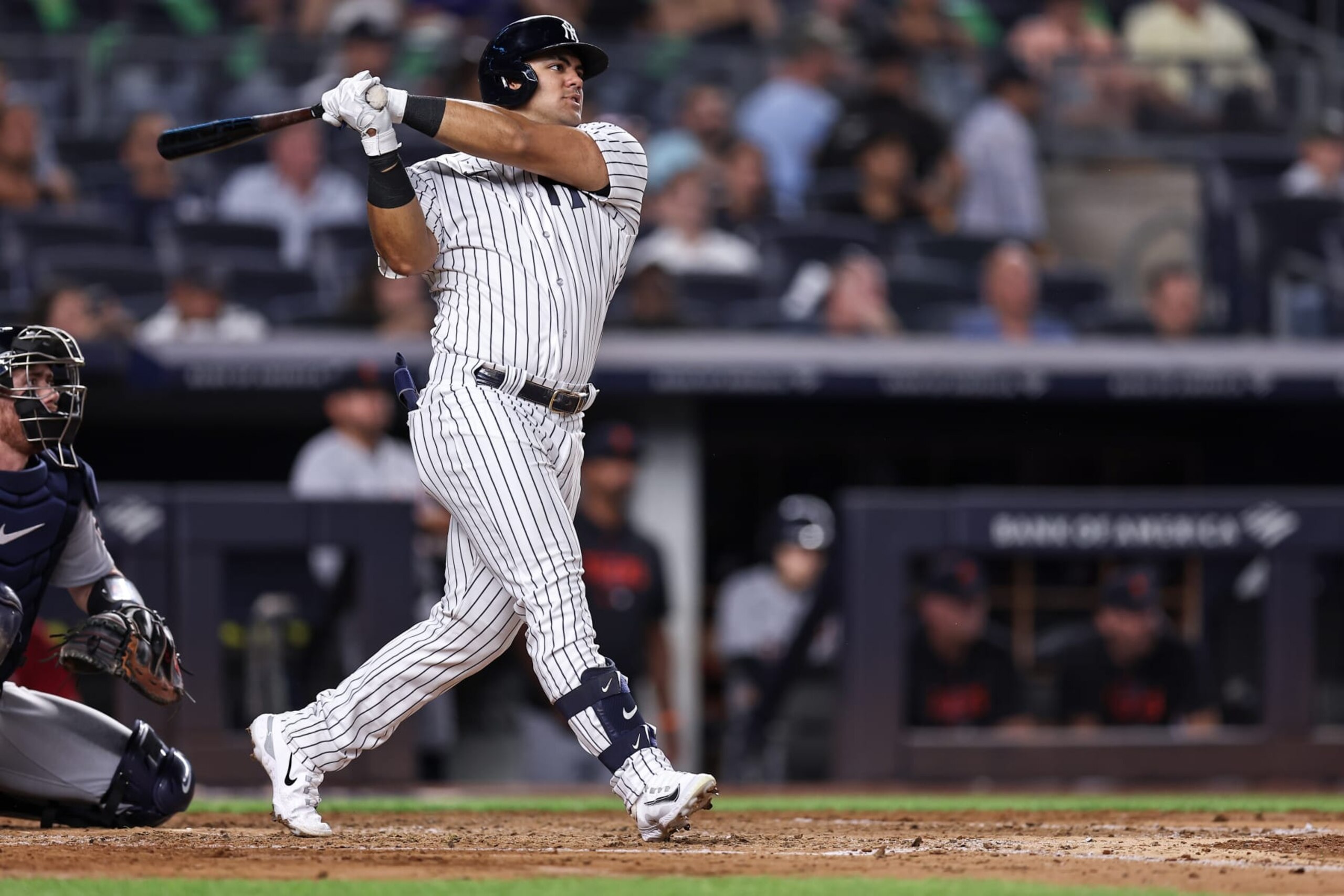 NEW YORK, NEW YORK - SEPTEMBER 06: Jasson Domínguez #89 of the New York Yankees hits a home run during the third inning of the game against the Detroit Tigers at Yankee Stadium on September 6, 2023 in New York City. (Photo by Dustin Satloff/Getty Images) NEW YORK, NEW YORK - SEPTEMBER 06: Jasson Domínguez #89 of the New York Yankees hits a home run during the third inning of the game against the Detroit Tigers at Yankee Stadium on September 6, 2023 in New York City. (Photo by Dustin Satloff/Getty Images)