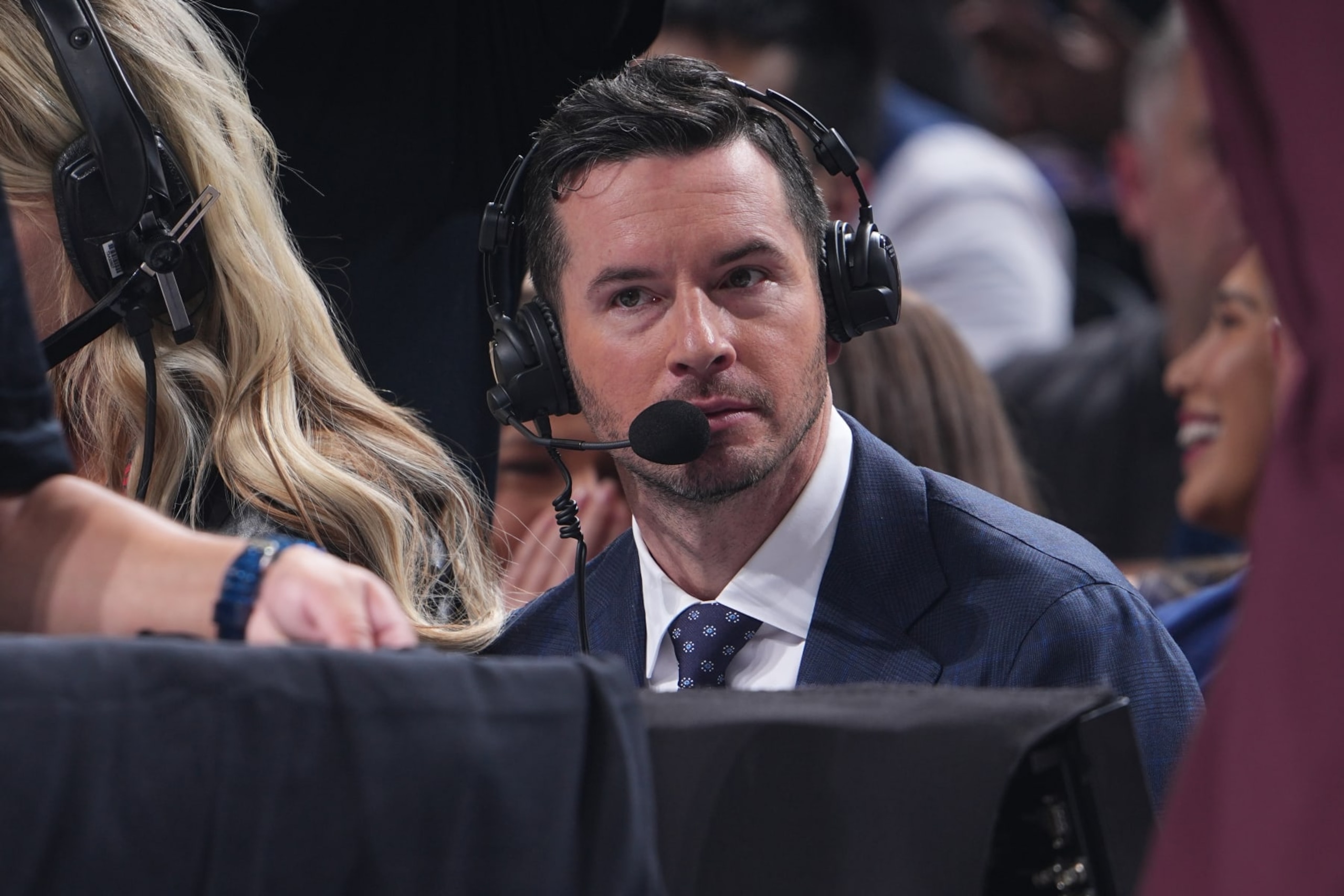 DALLAS, TX - APRIL 26: J.J. Redick looks on during the game between the LA Clippers and the Dallas Mavericks during Round 1 Game 3 of the 2024 NBA Playoffs on April 26, 2024 at the American Airlines Center in Dallas, Texas. NOTE TO USER: User expressly acknowledges and agrees that, by downloading and or using this photograph, User is consenting to the terms and conditions of the Getty Images License Agreement. Mandatory Copyright Notice: Copyright 2023 NBAE (Photo by Glenn James/NBAE via Getty Images) DALLAS, TX - APRIL 26: J.J. Redick looks on during the game between the LA Clippers and the Dallas Mavericks during Round 1 Game 3 of the 2024 NBA Playoffs on April 26, 2024 at the American Airlines Center in Dallas, Texas. NOTE TO USER: User expressly acknowledges and agrees that, by downloading and or using this photograph, User is consenting to the terms and conditions of the Getty Images License Agreement. Mandatory Copyright Notice: Copyright 2023 NBAE (Photo by Glenn James/NBAE via Getty Images)
